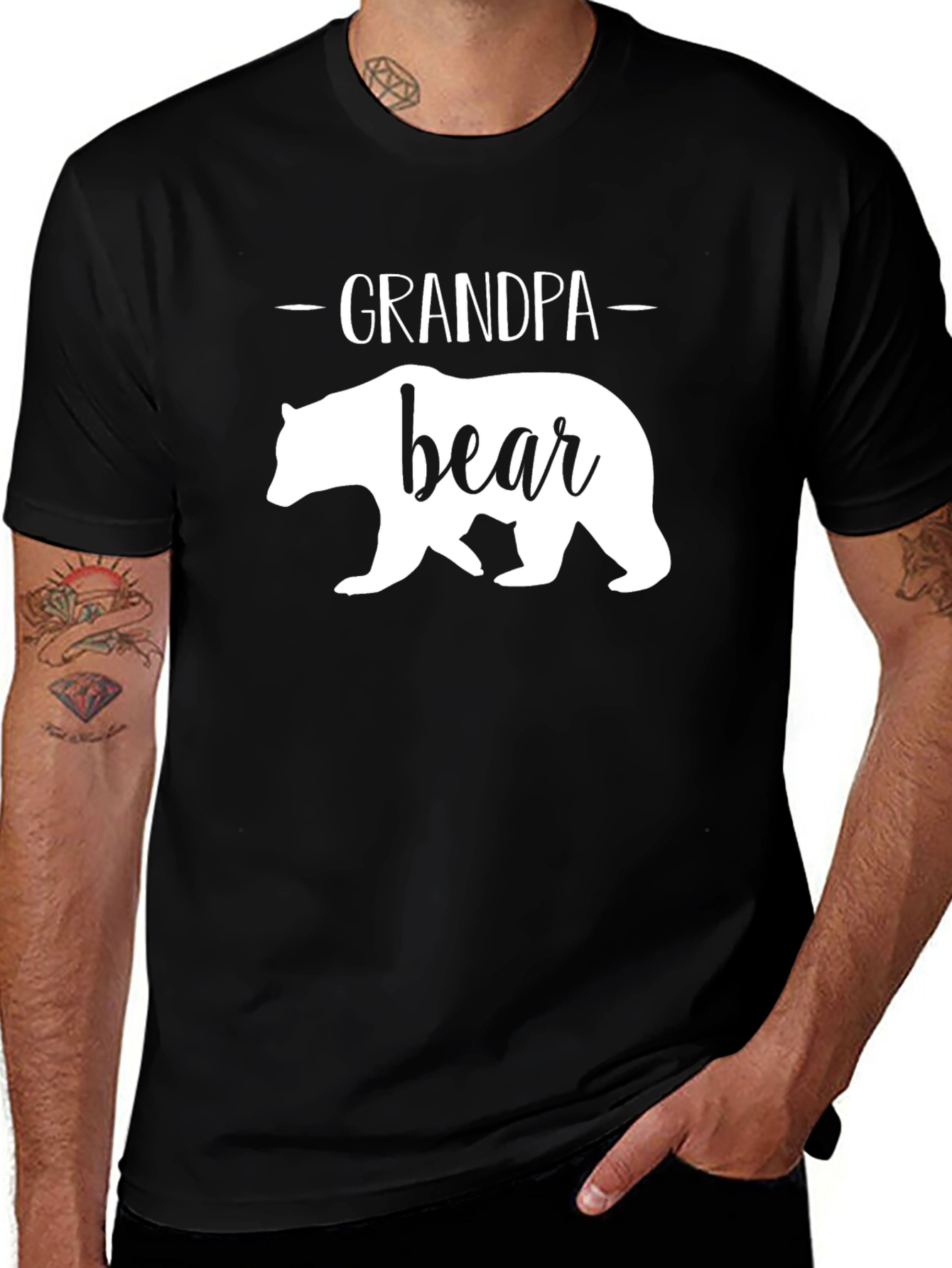 Grandpa Bear T-Shirt - Black Cotton Tee