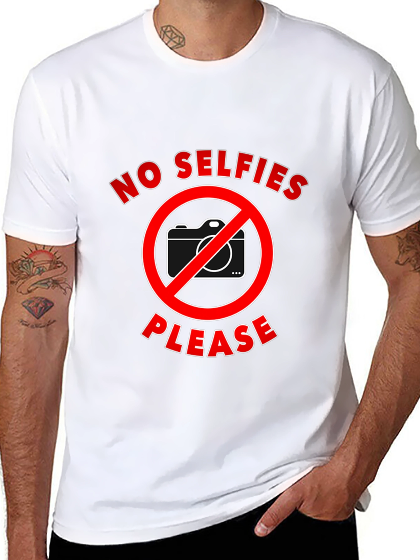 No Selfies Please T-Shirt - Funny Graphic Tee