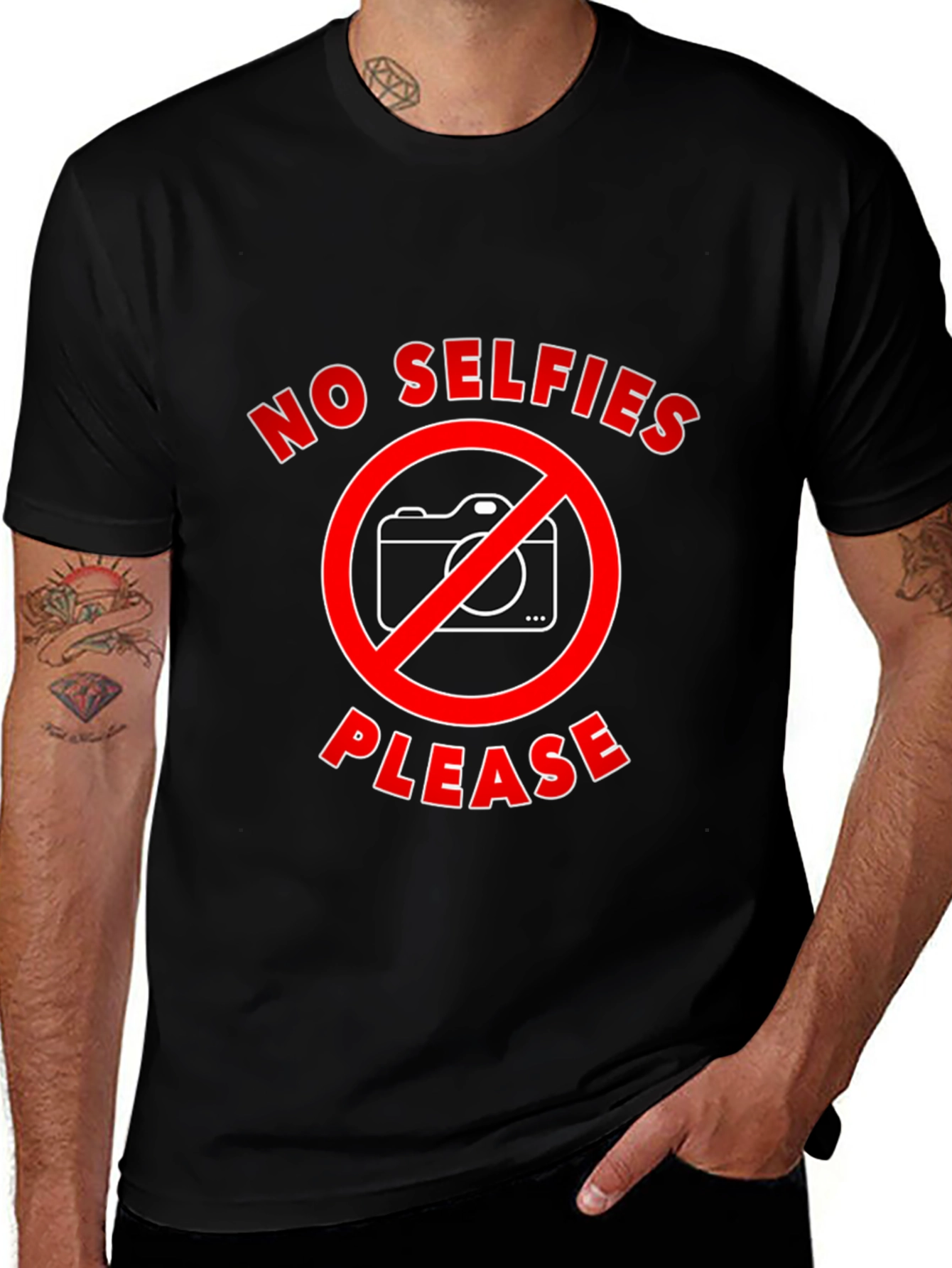 No Selfies Please T-Shirt - Funny Graphic Tee