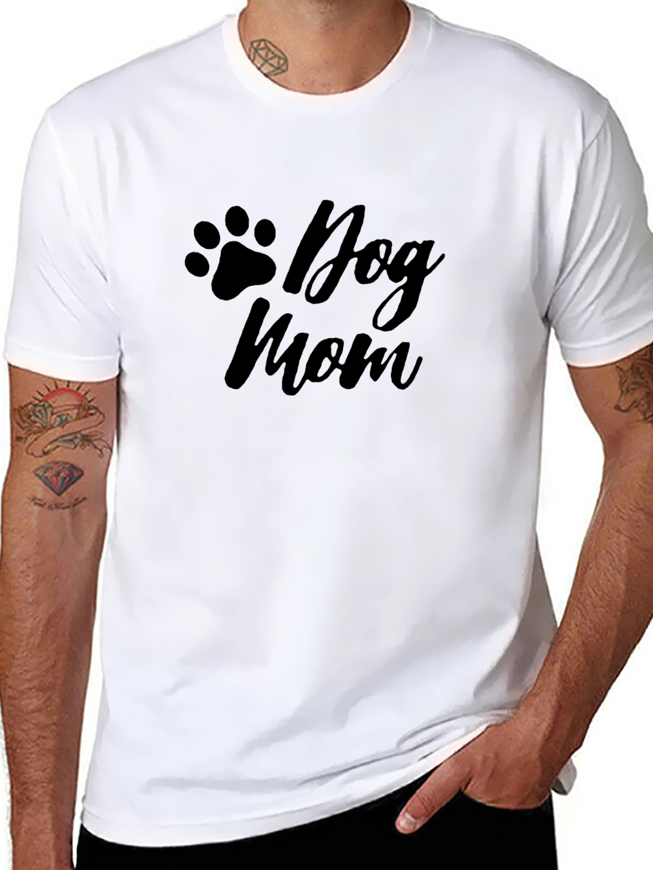 Dog Mom T-Shirt - Black Casual Unisex