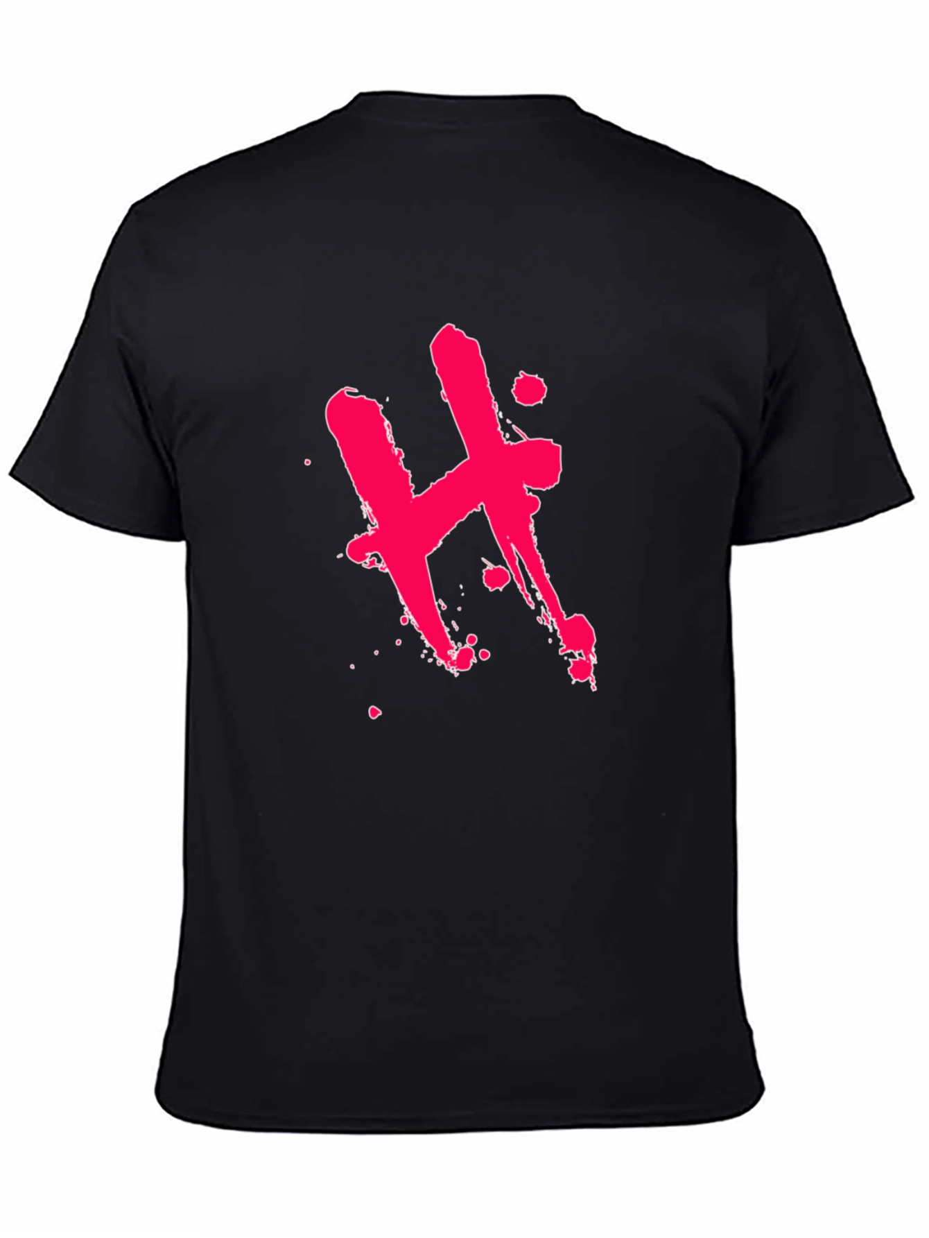 Edgy Black T-Shirt with Pink H Design