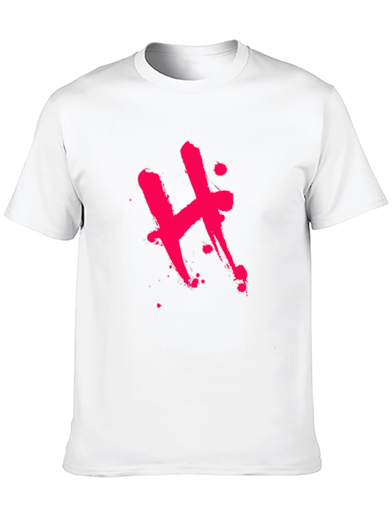 Edgy Black T-Shirt with Pink H Design