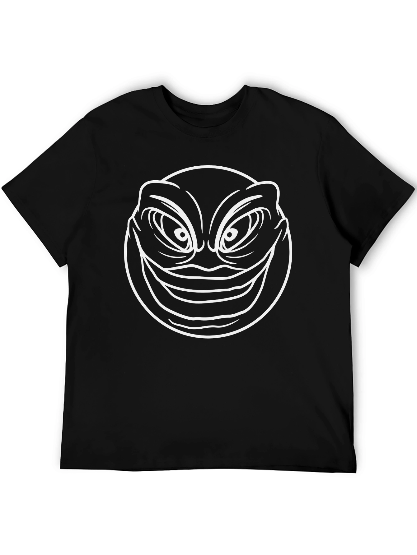 Mens Black Graphic Tee - Creepy Smile Design