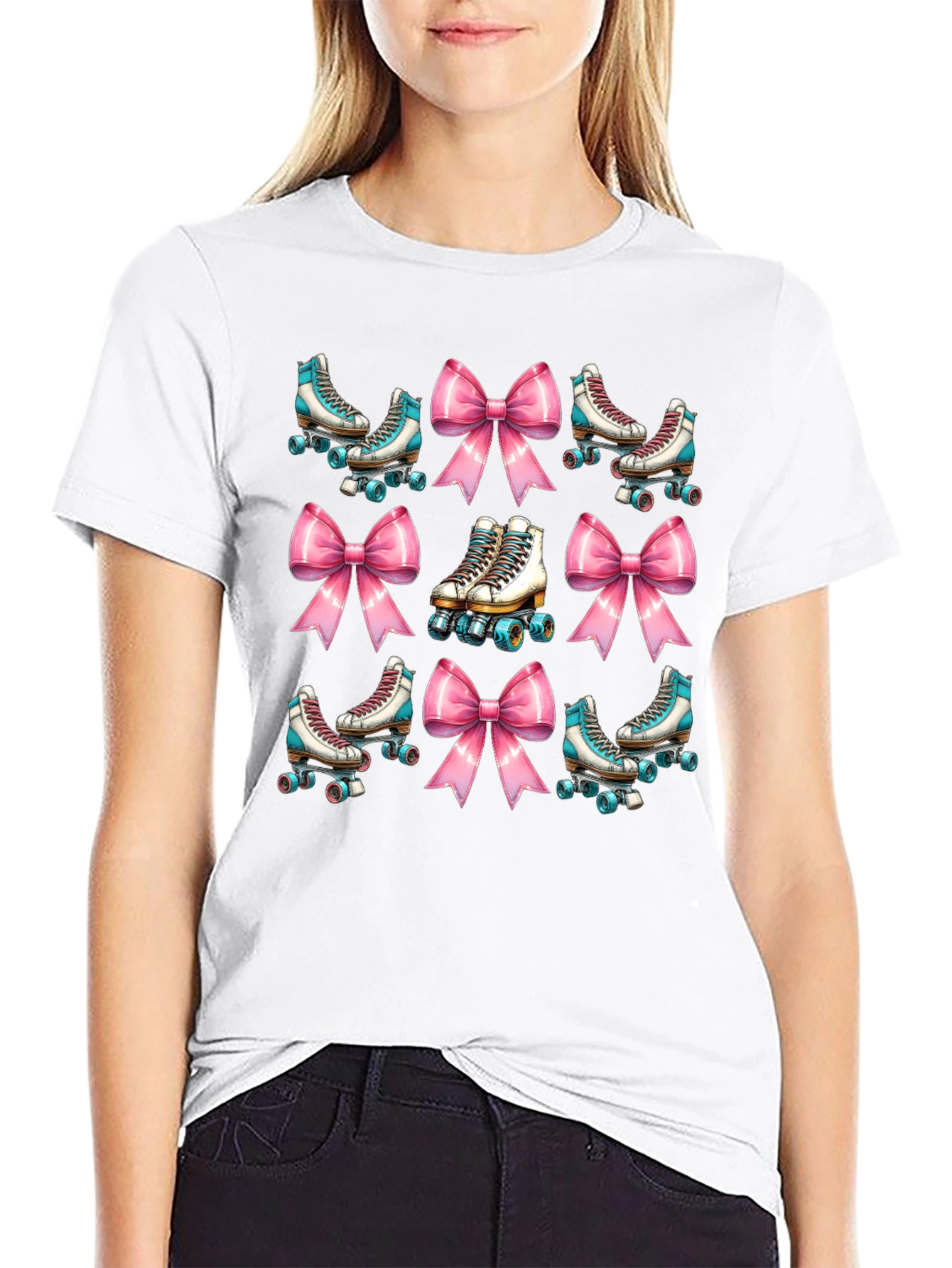 Retro Roller Skate Bow T-Shirt