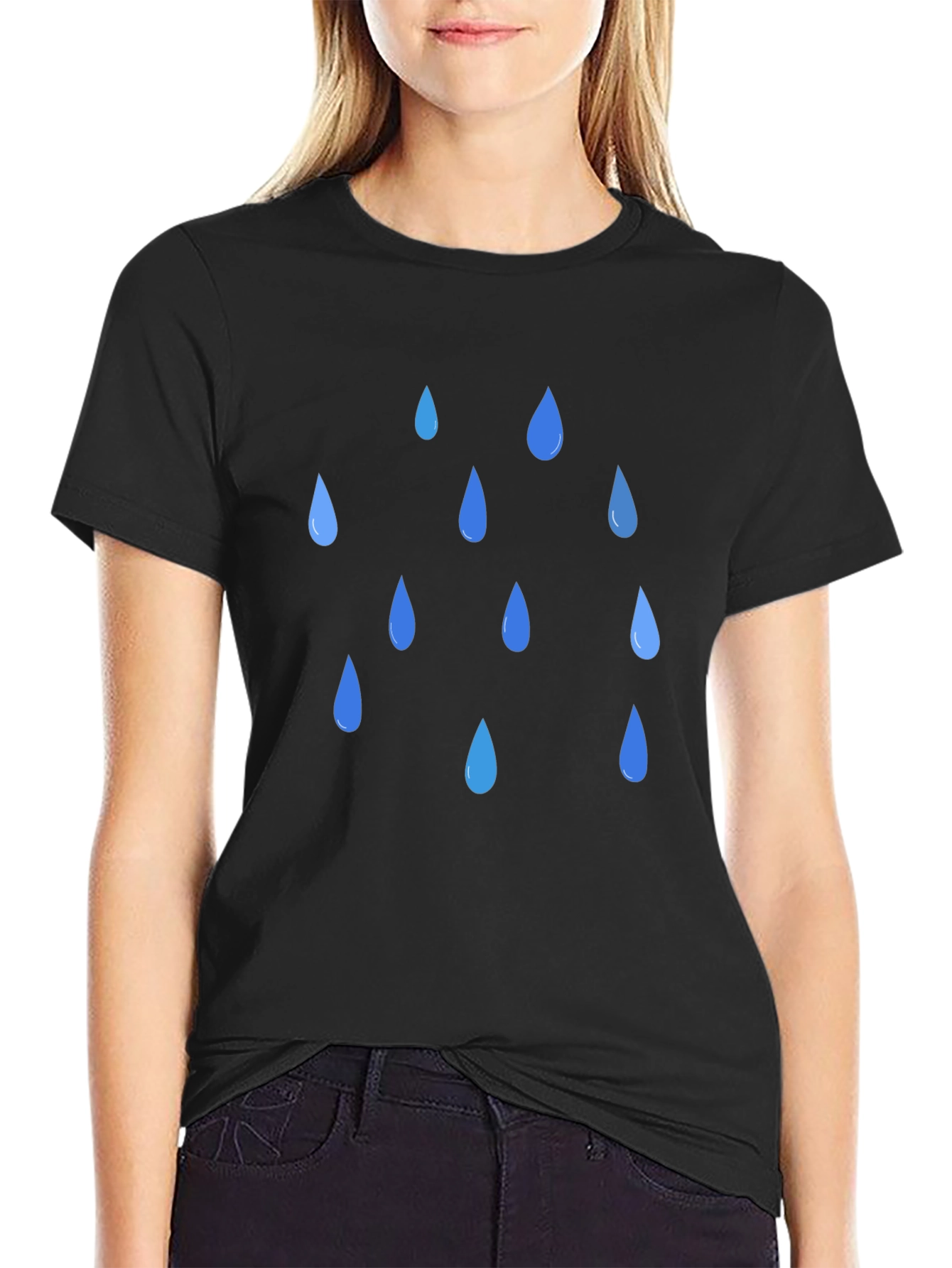 Rain Drop Graphic Black T-Shirt