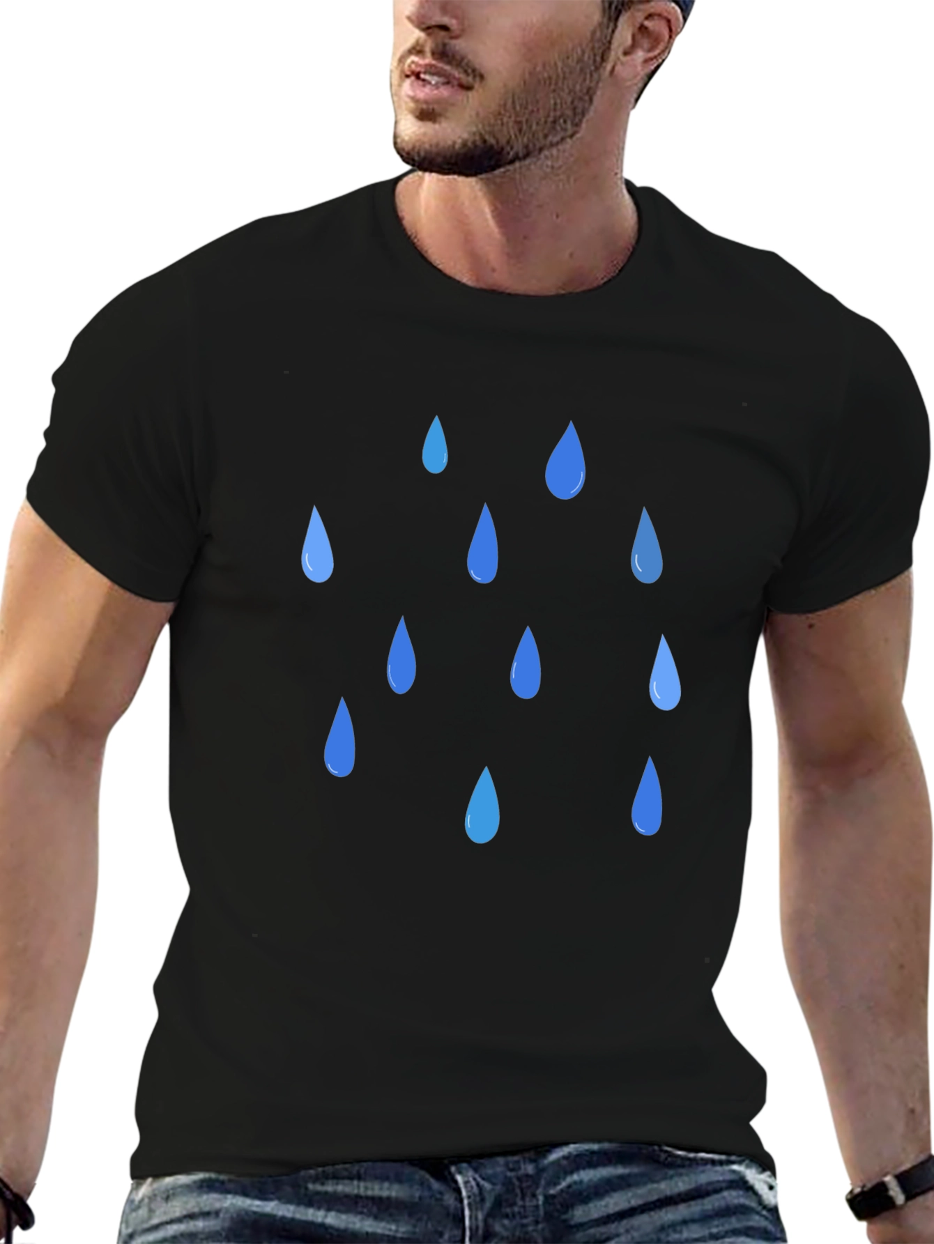 Rain Drop Graphic Black T-Shirt
