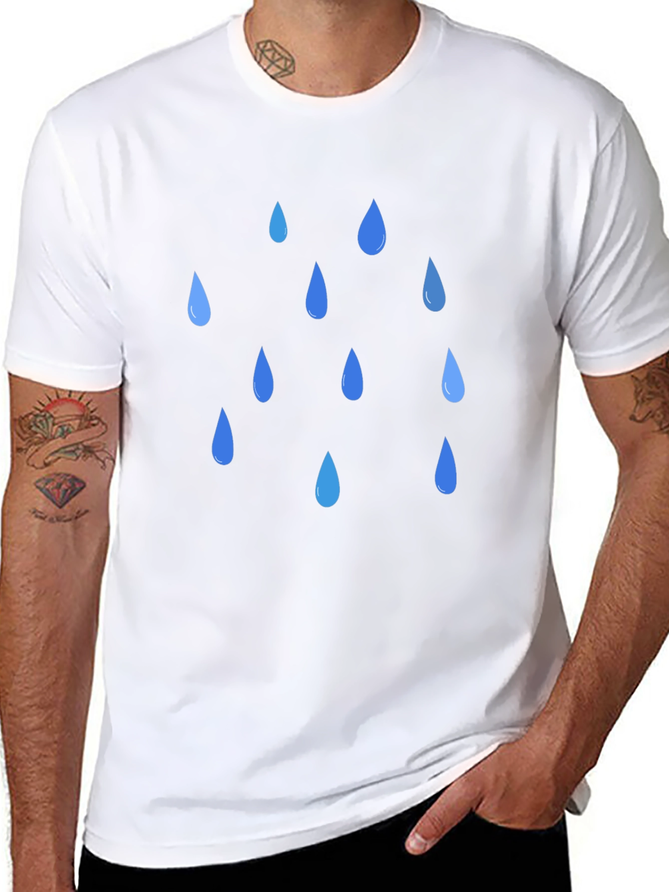 Rain Drop Graphic Black T-Shirt