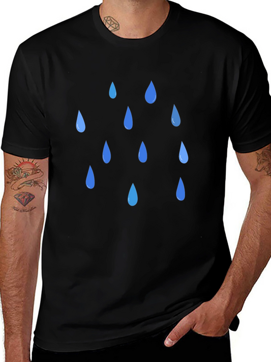 Rain Drop Graphic Black T-Shirt