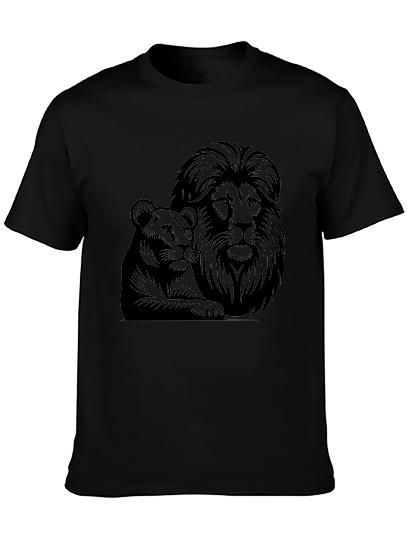Lion & Lioness Graphic Tee - Black Unisex T-Shirt