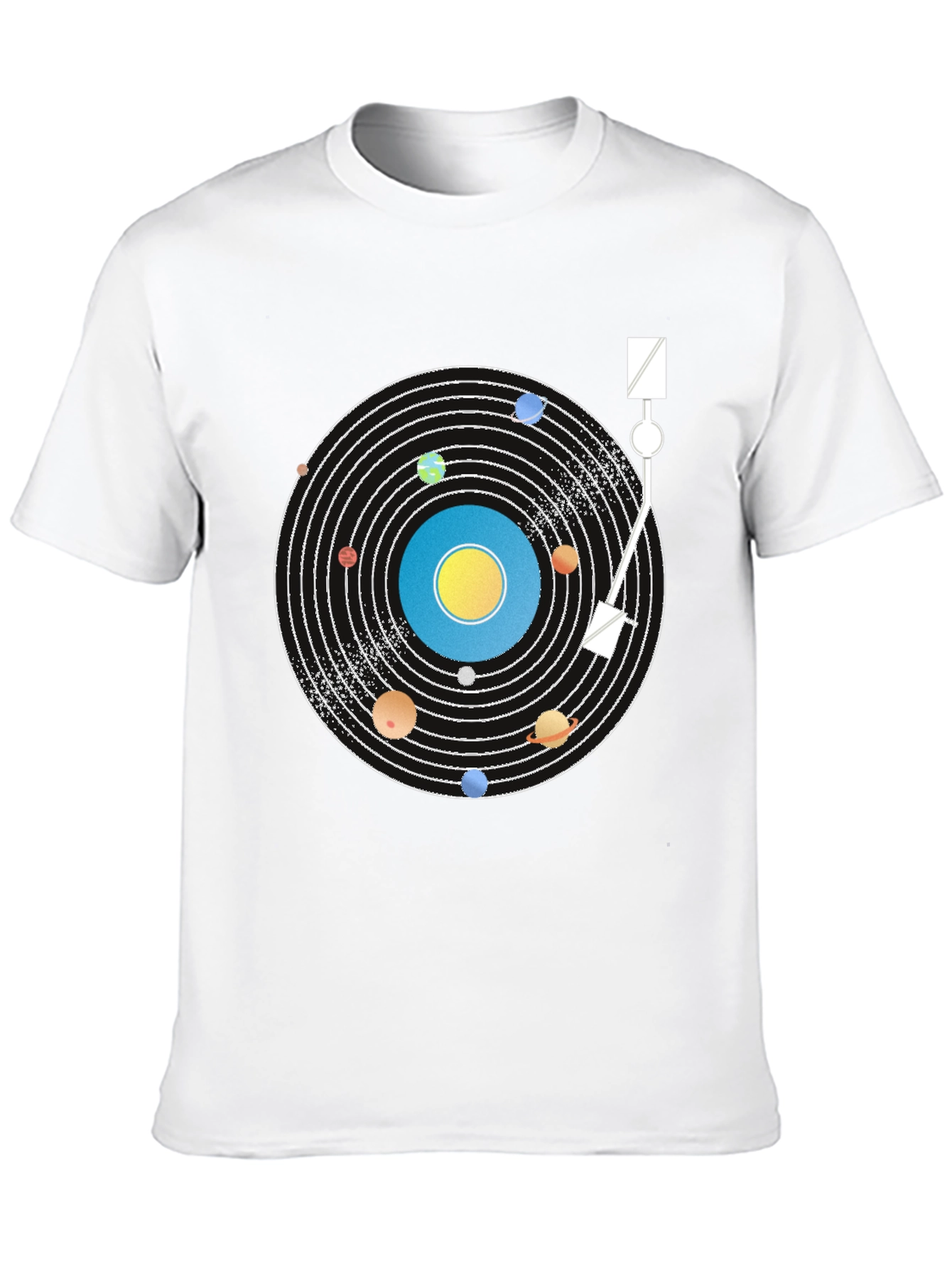 Planetary Turntable T-Shirt - Cosmic Vinyl Style