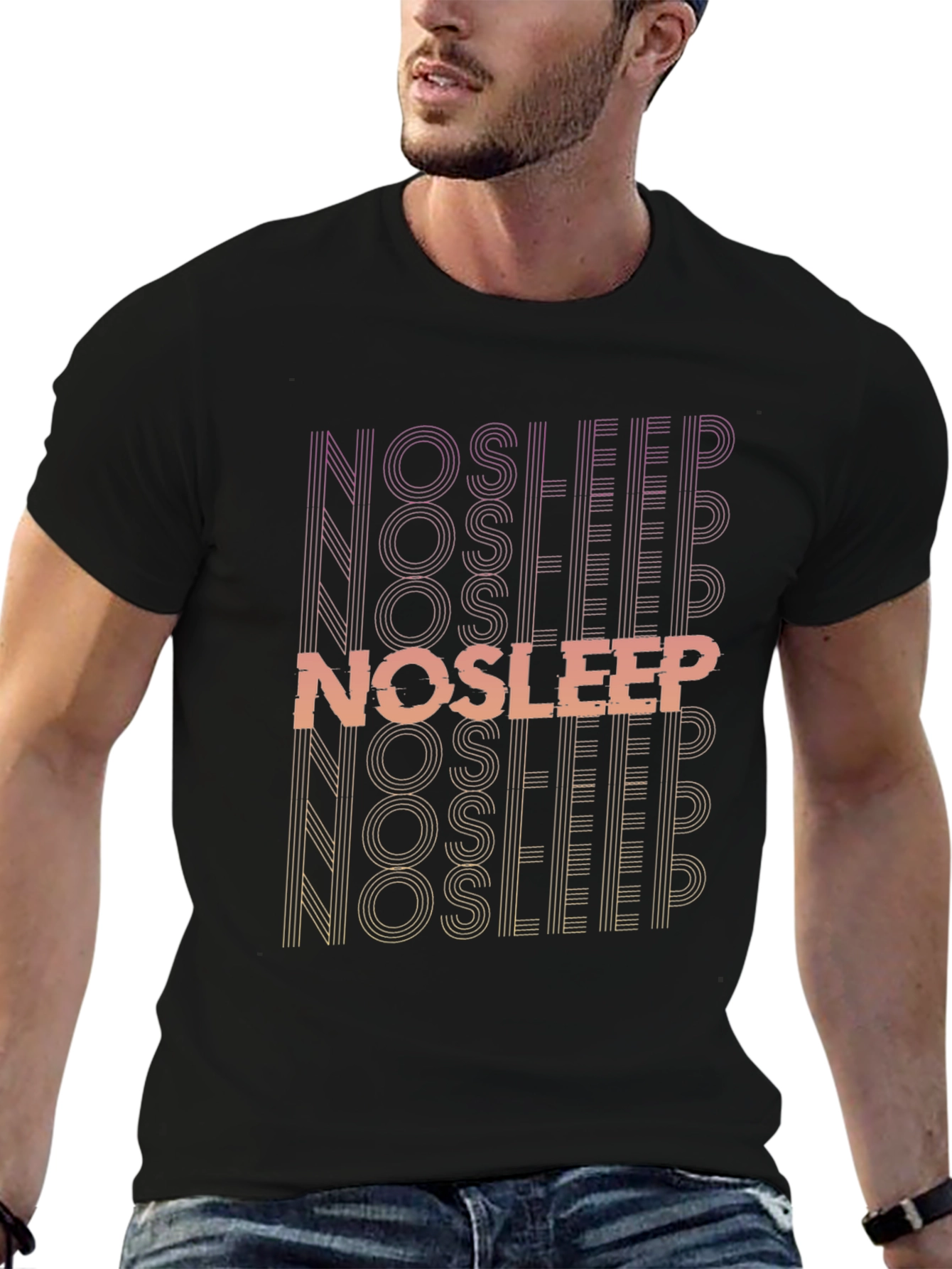 No Sleep Graphic Print Black T-Shirt
