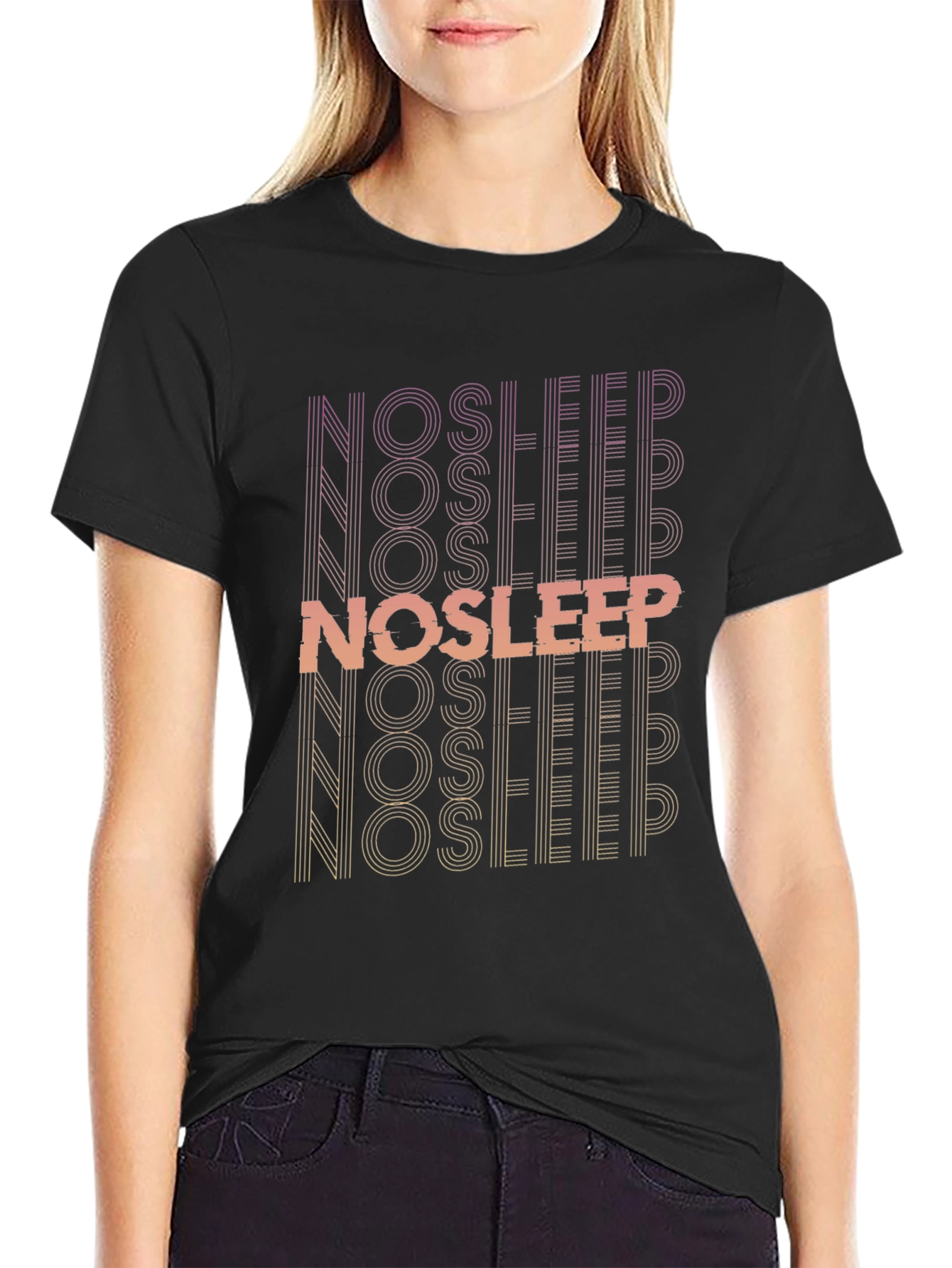 No Sleep Graphic Print Black T-Shirt