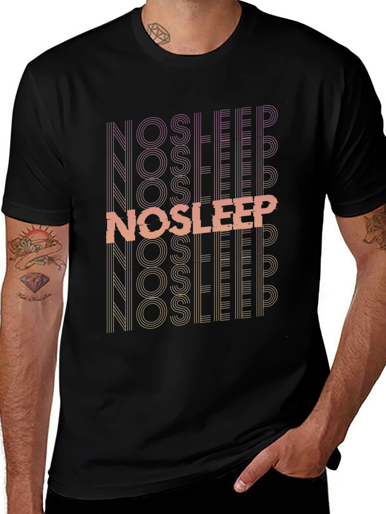 No Sleep Graphic Print Black T-Shirt