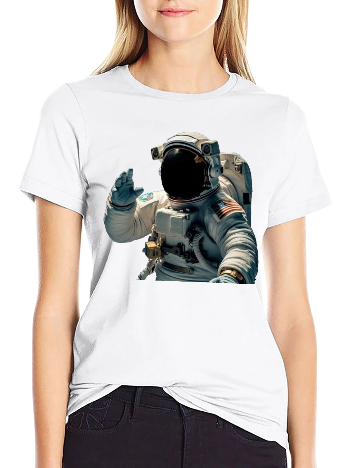 Astronaut Wave Graphic Black T-Shirt