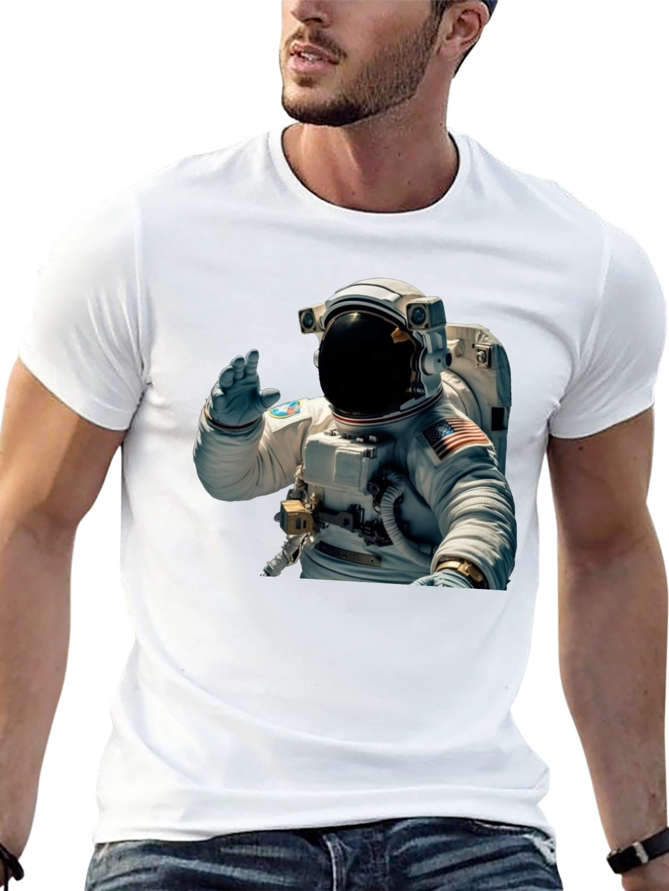 Astronaut Wave Graphic Black T-Shirt
