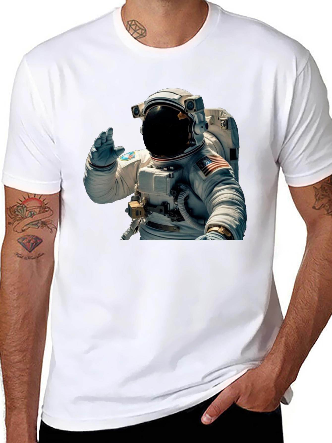 Astronaut Wave Graphic Black T-Shirt