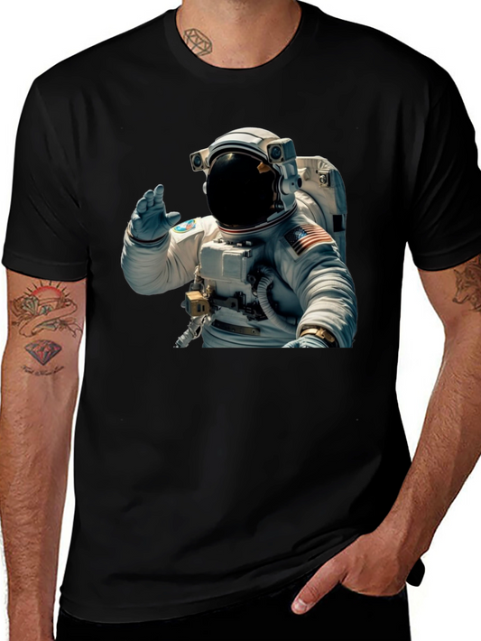 Astronaut Wave Graphic Black T-Shirt