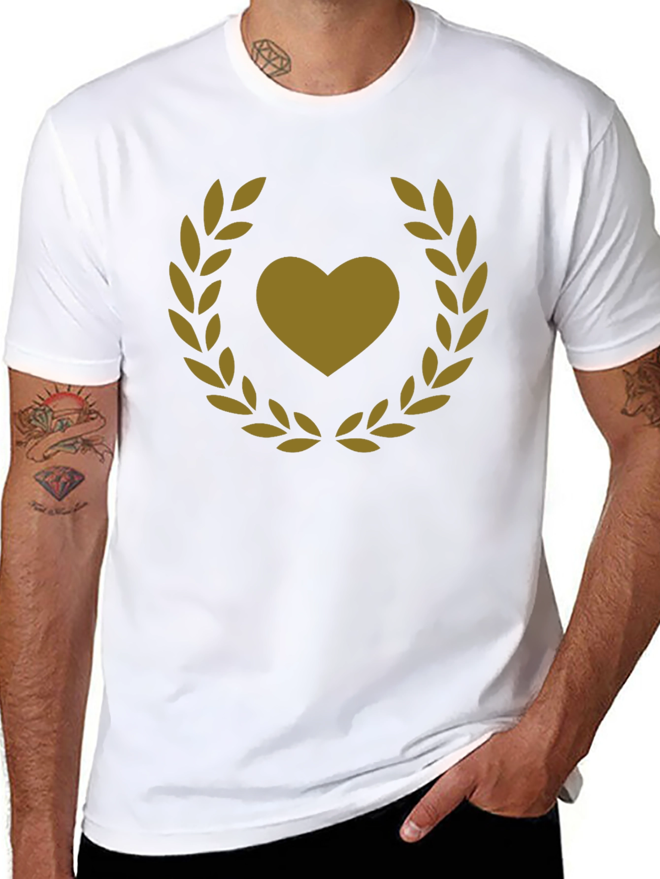 Heart & Laurel Wreath Graphic Black T-Shirt