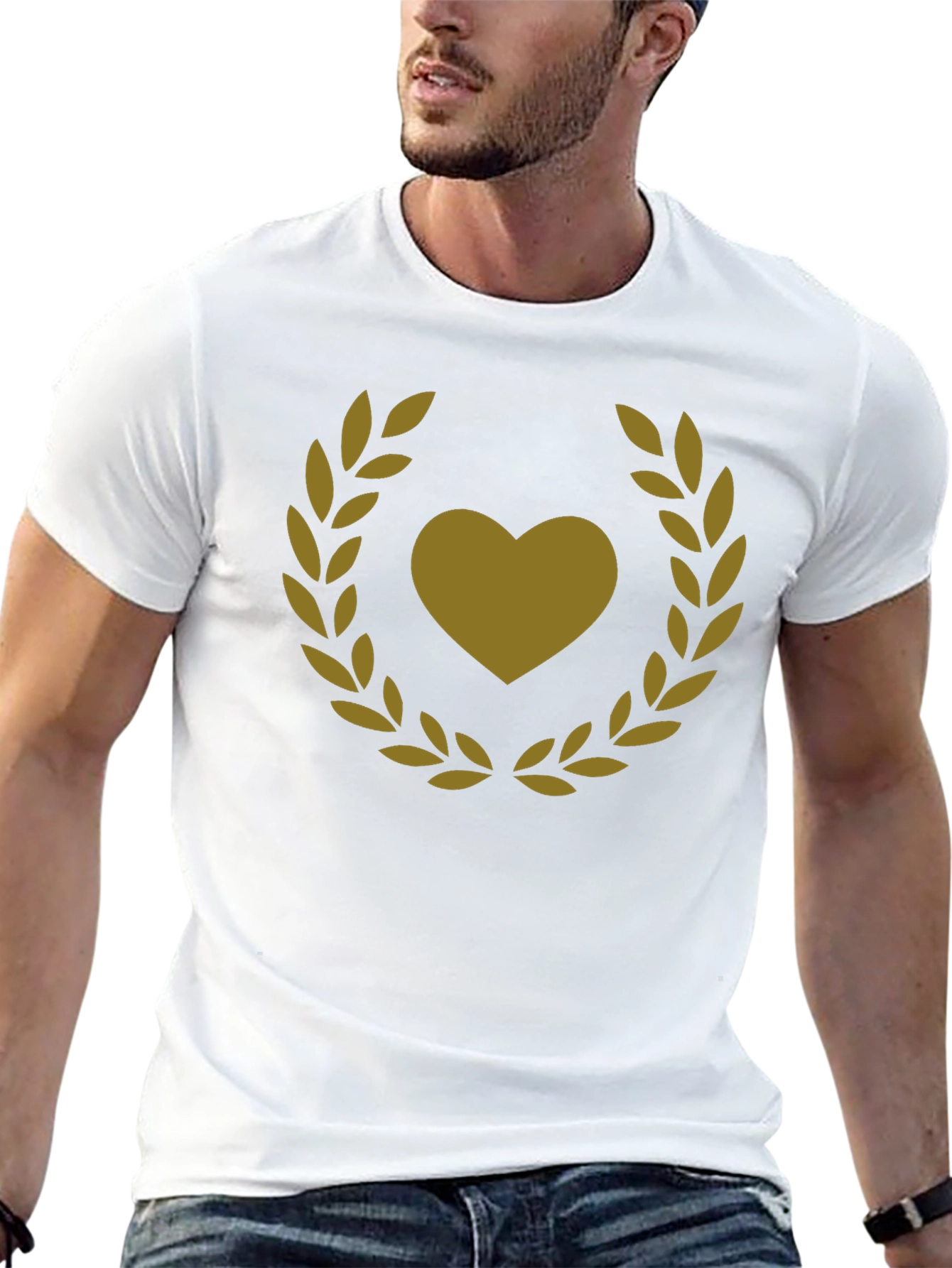 Heart & Laurel Wreath Graphic Black T-Shirt