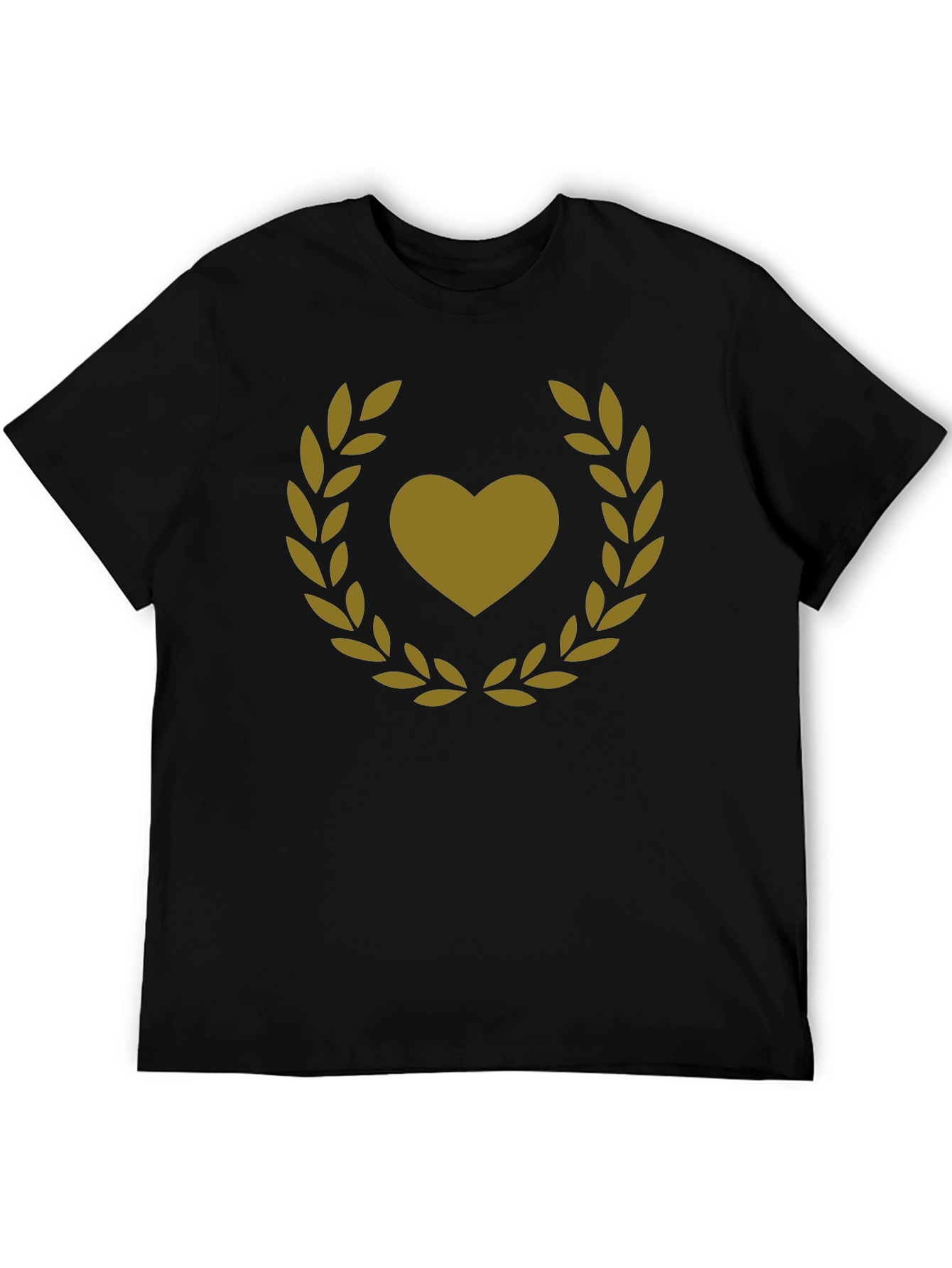 Heart & Laurel Wreath Graphic Black T-Shirt