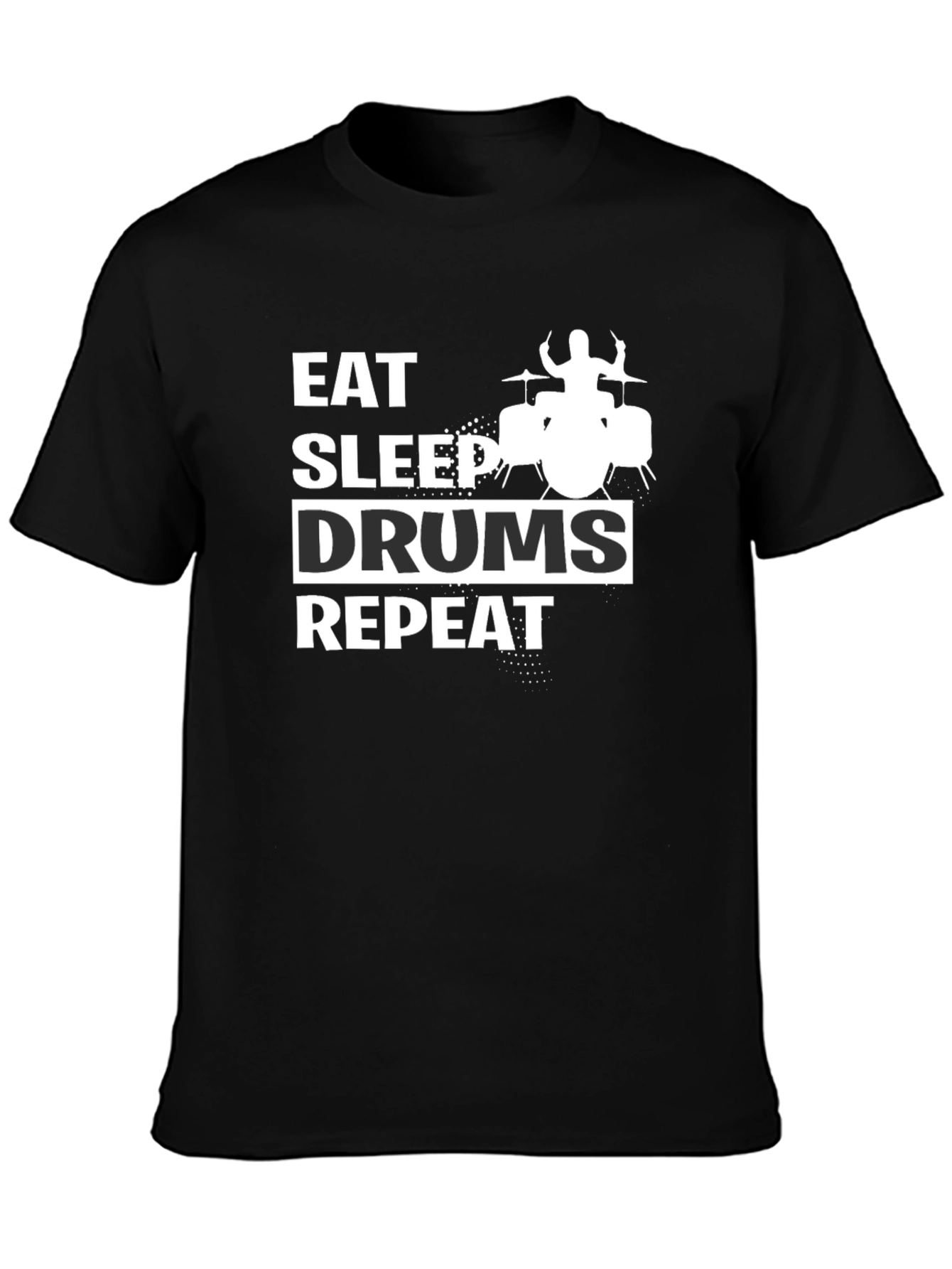 Eat Sleep Drums Repeat Black Graphic Tee