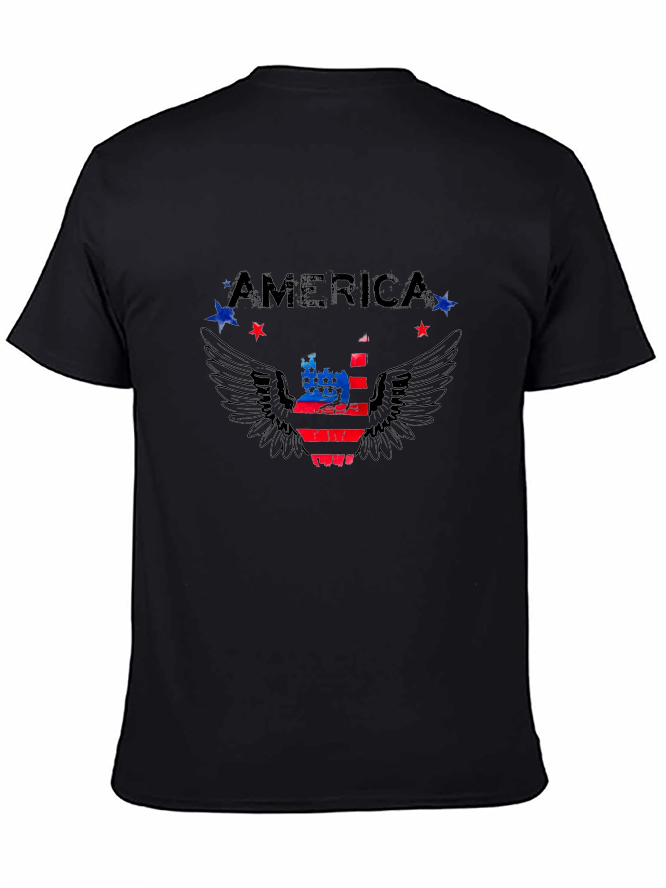 America Graphic Print Mens Black T-Shirt