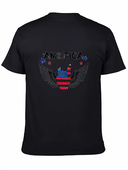 America Graphic Print Mens Black T-Shirt