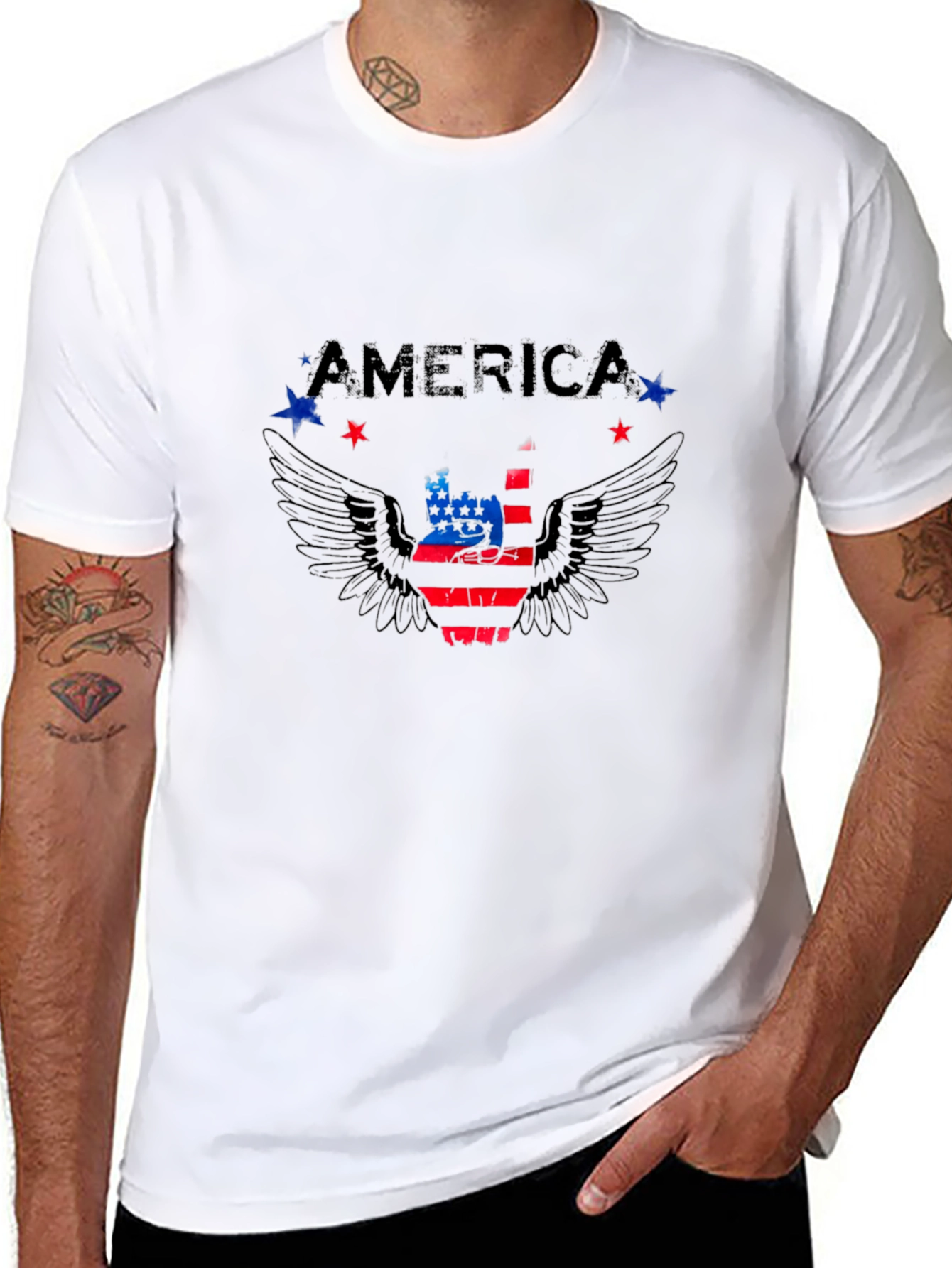 America Graphic Print Mens Black T-Shirt