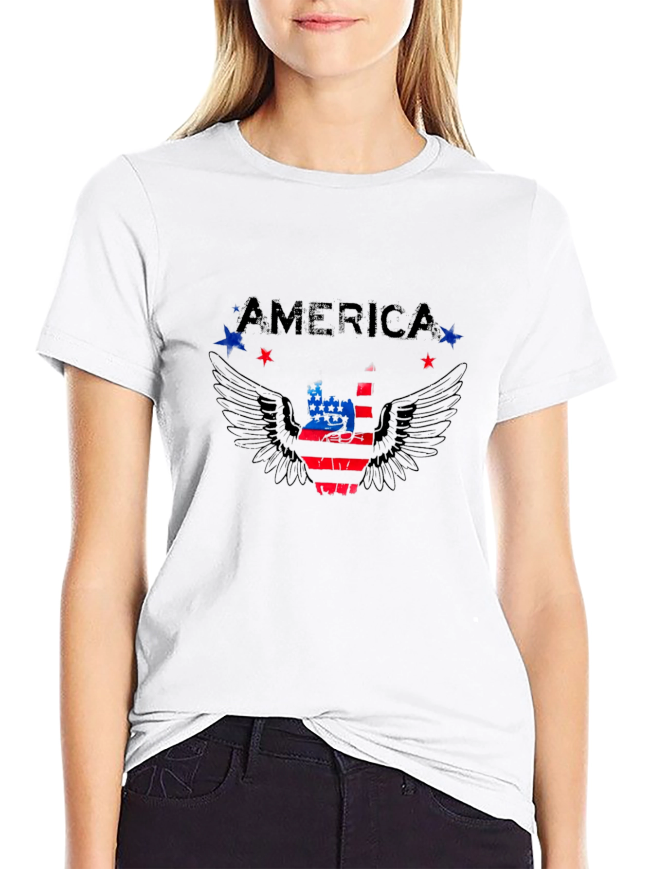 America Graphic Print Mens Black T-Shirt