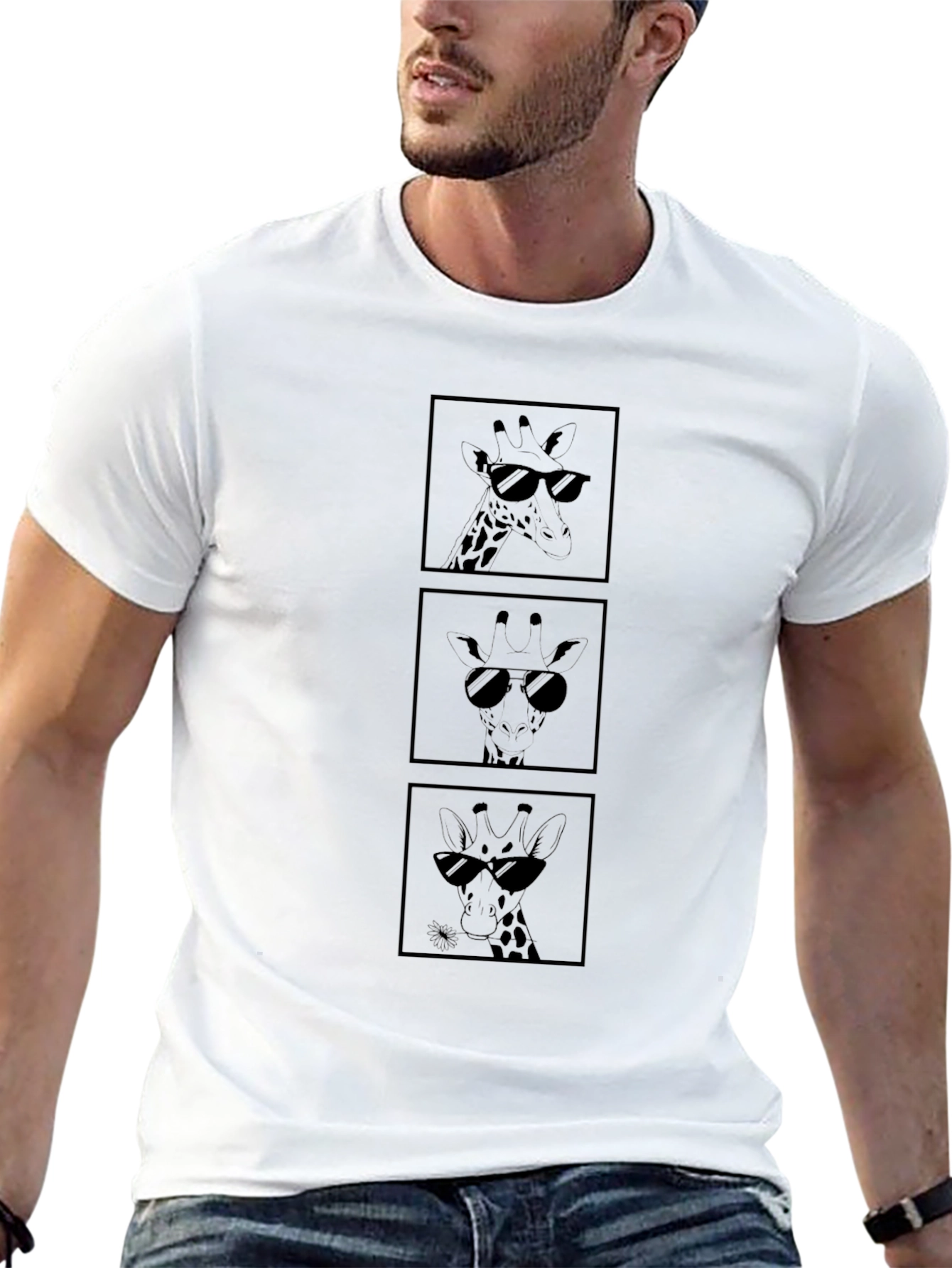 Cool Giraffe Tee - Black Graphic T-Shirt