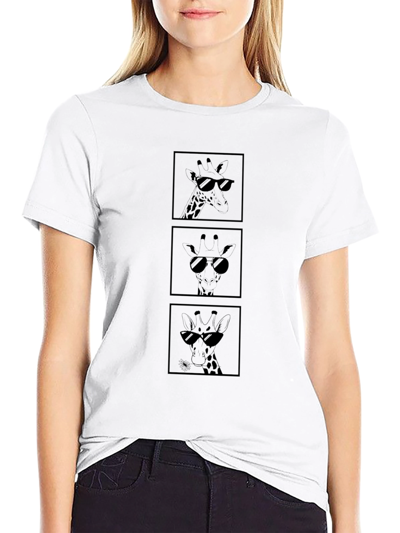 Cool Giraffe Tee - Black Graphic T-Shirt