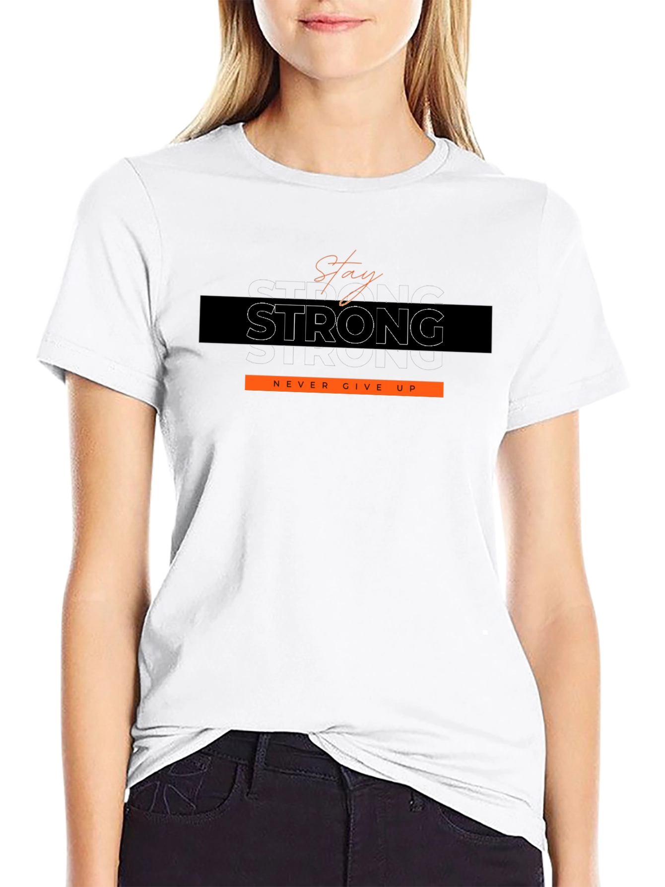 Stay Strong Graphic Tee - Motivational Black T-Shirt