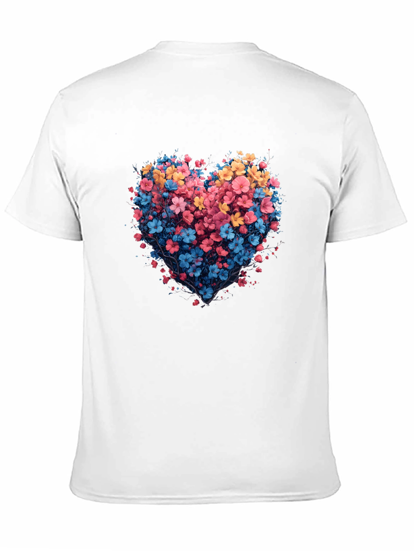 Floral Heart Graphic Black T-Shirt