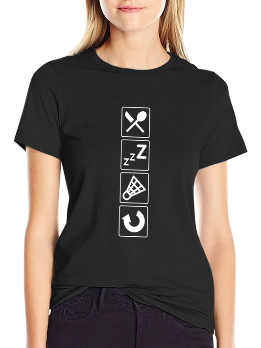 Eat Sleep Badminton Repeat Black T-Shirt