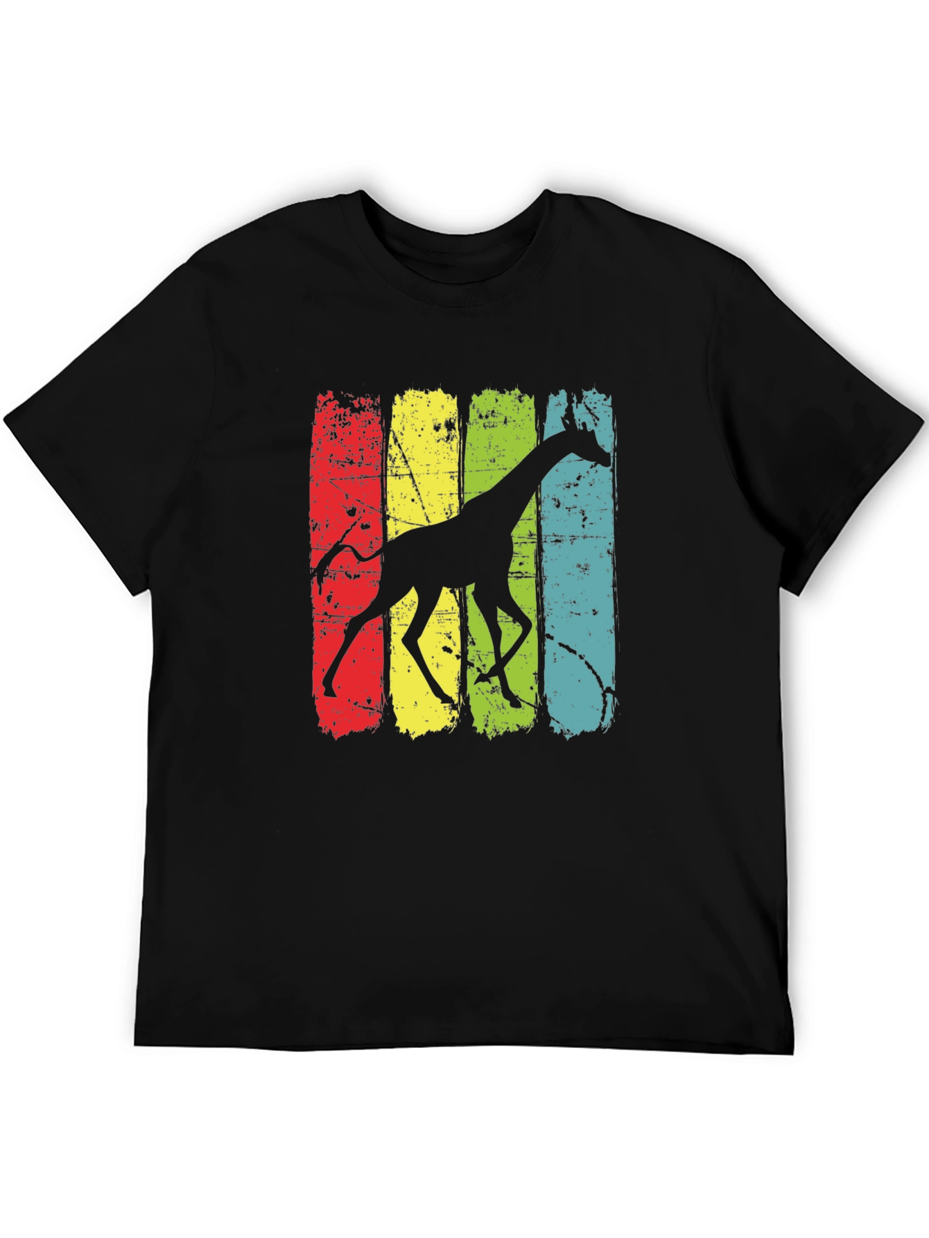Retro Giraffe Graphic Tee - Mens Black T-Shirt
