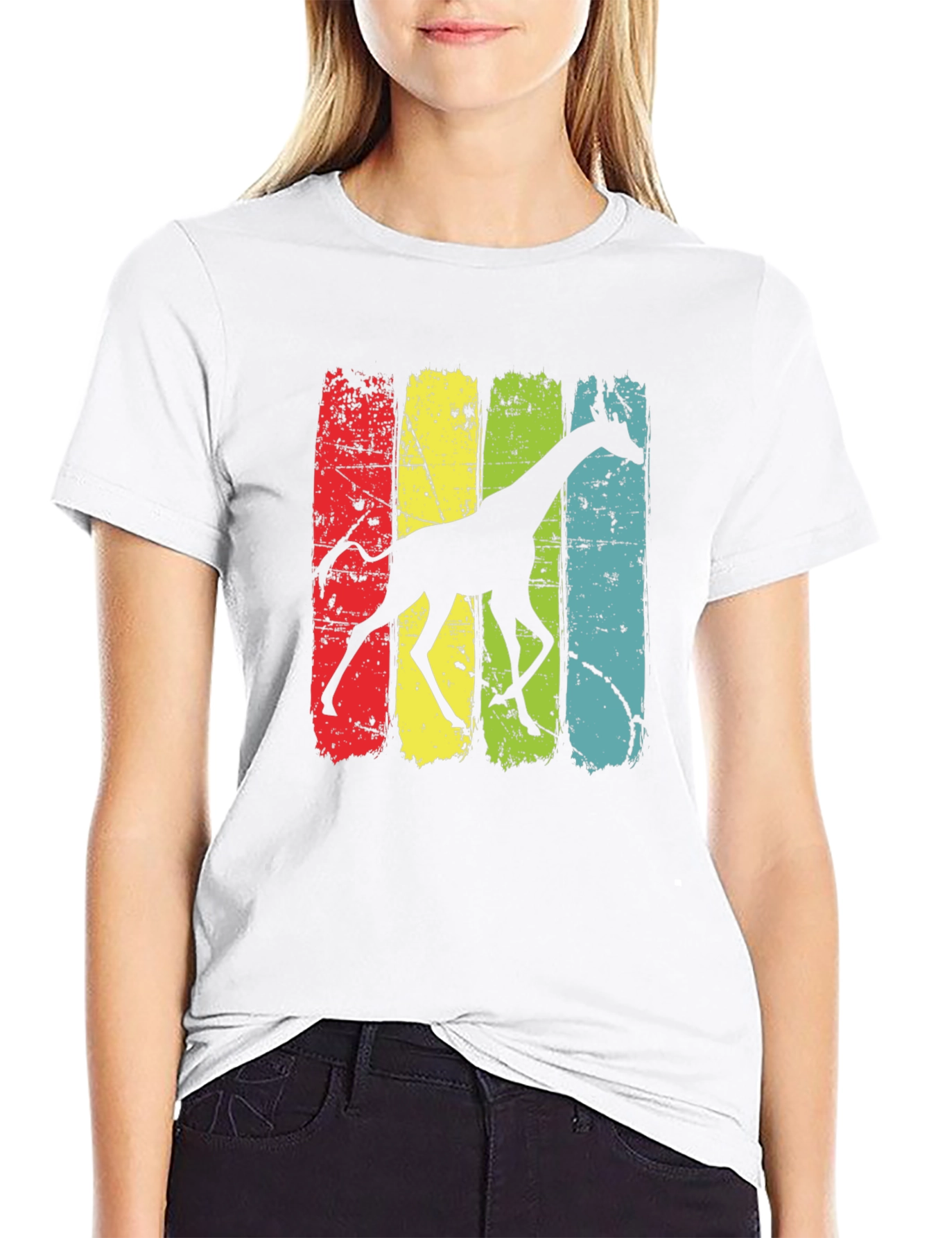 Retro Giraffe Graphic Tee - Mens Black T-Shirt