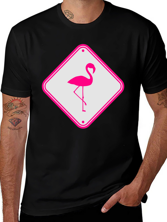 Flamingo Sign Graphic Tee - Cool Novelty T-Shirt