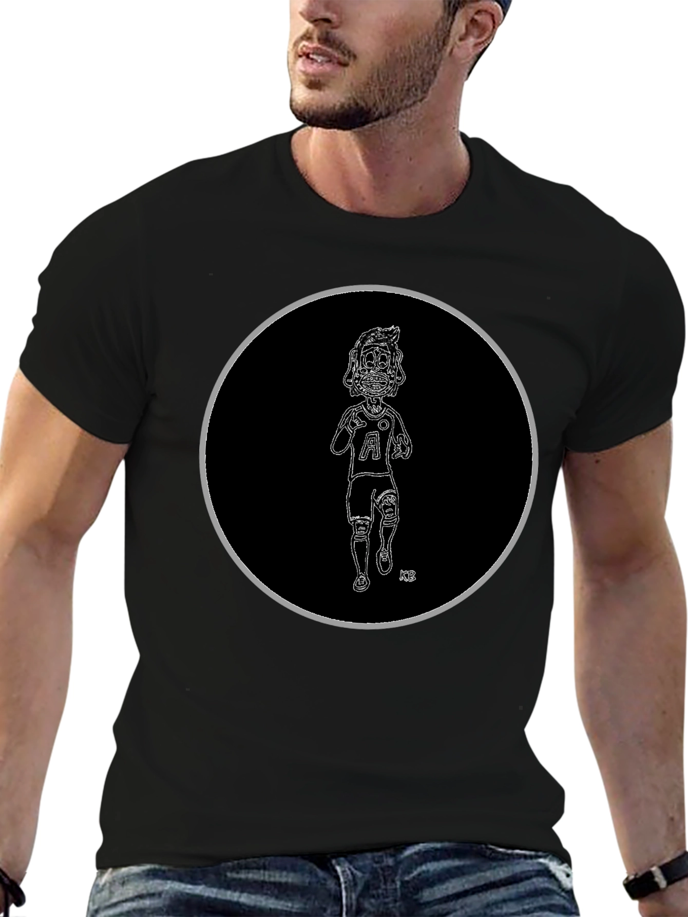 Skeleton Athlete Graphic Tee - Black Cotton T-Shirt