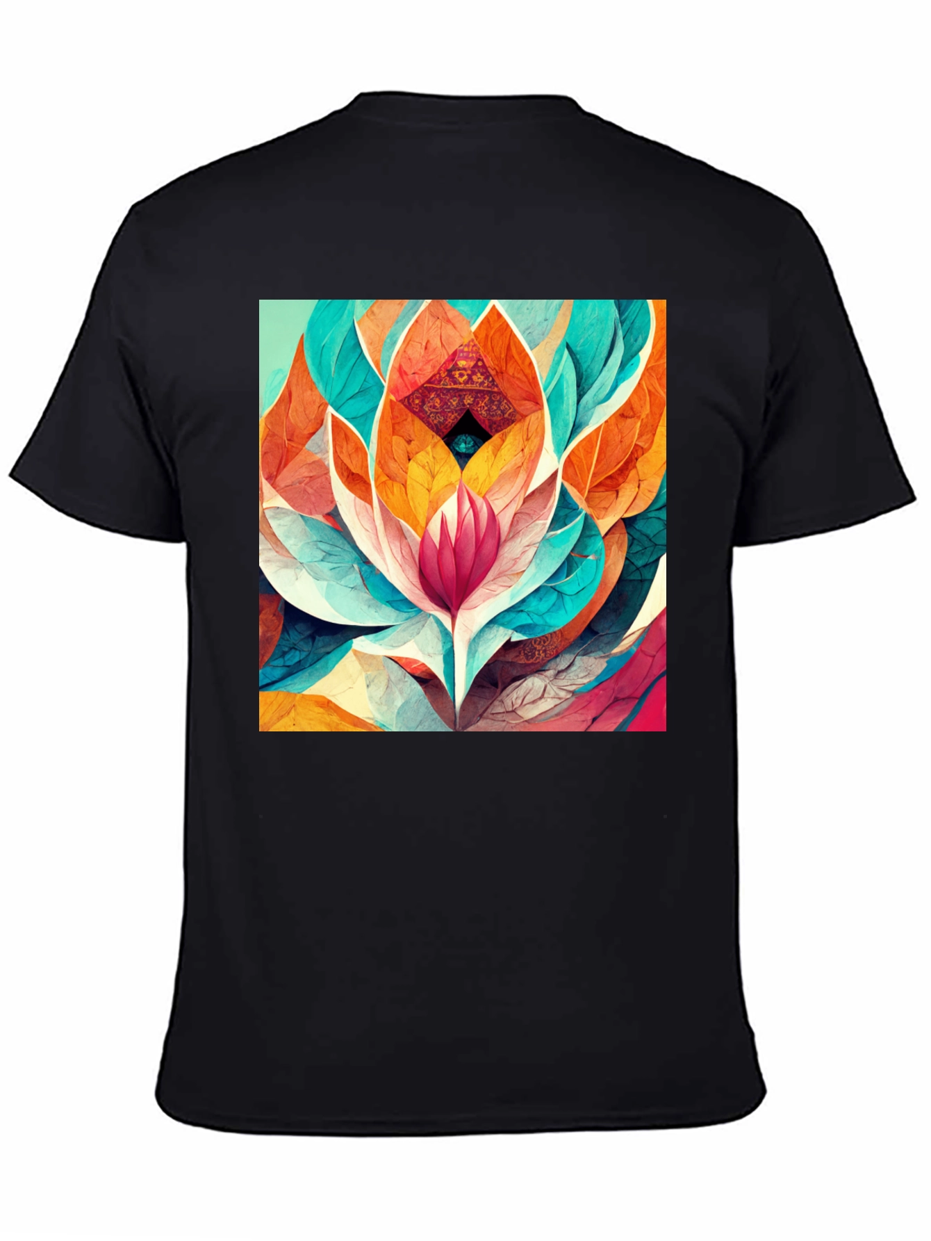 Vibrant Geometric Lotus Flower Graphic Tee