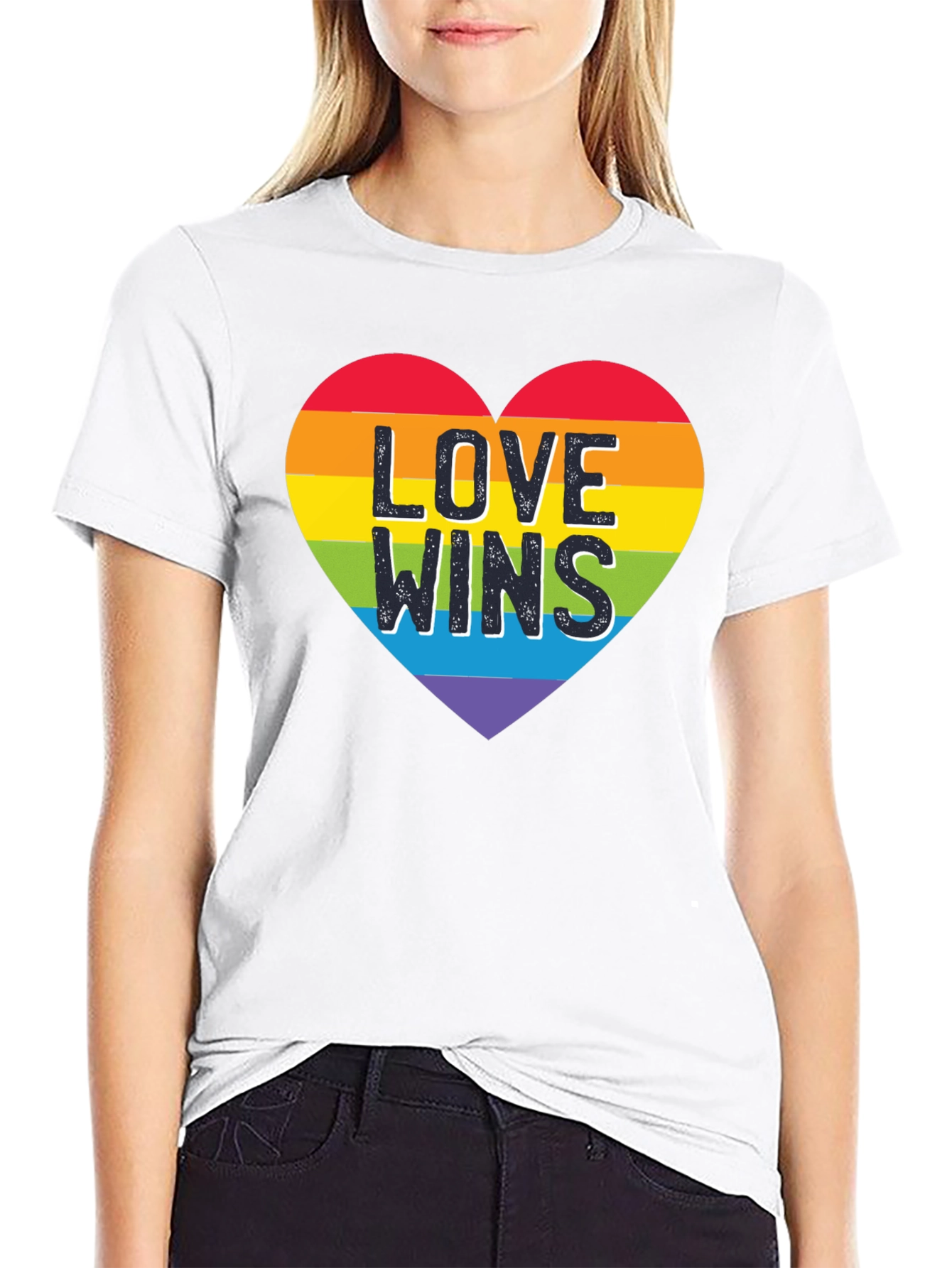 Love Wins Rainbow Heart Graphic Tee