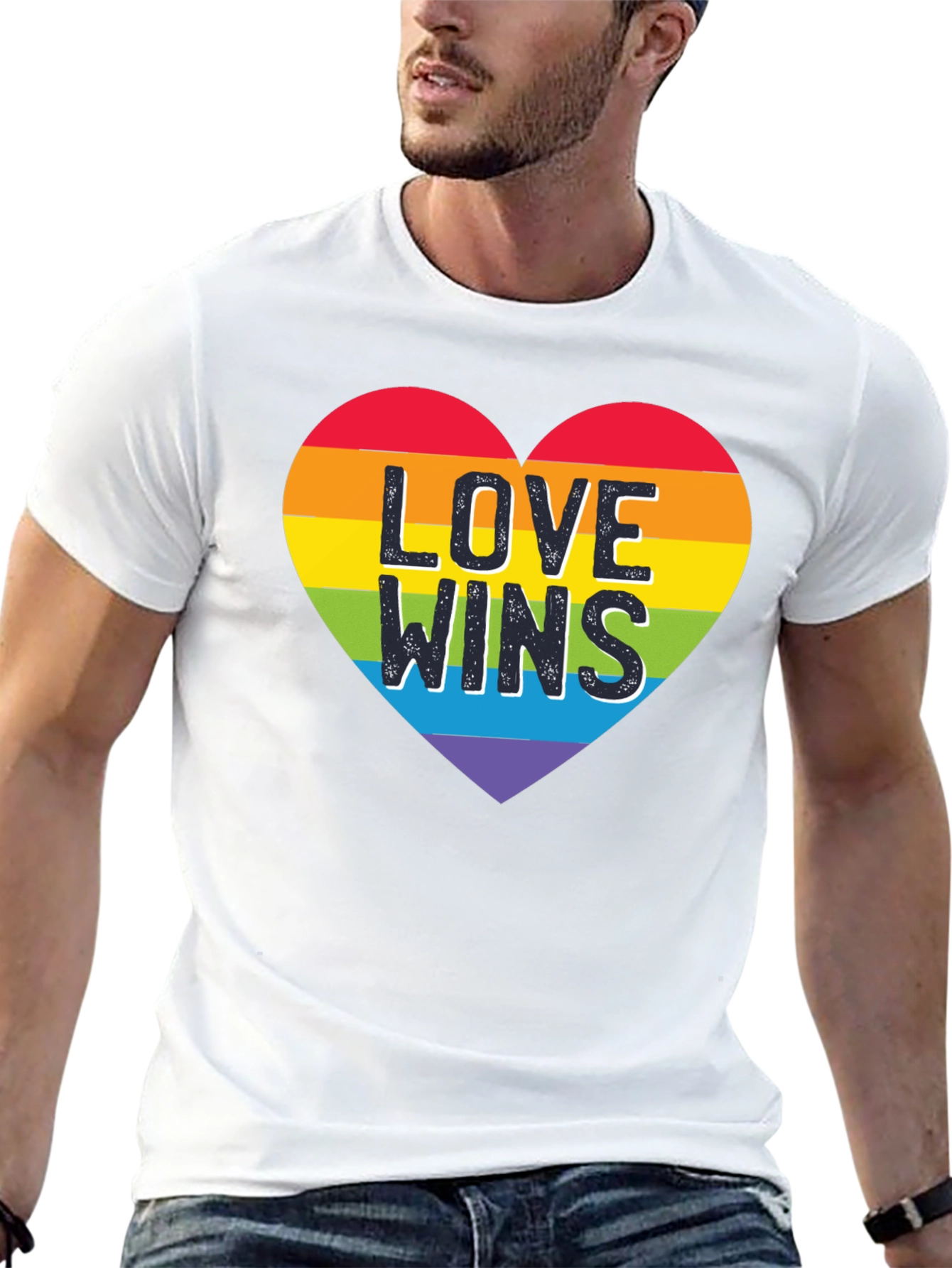 Love Wins Rainbow Heart Graphic Tee