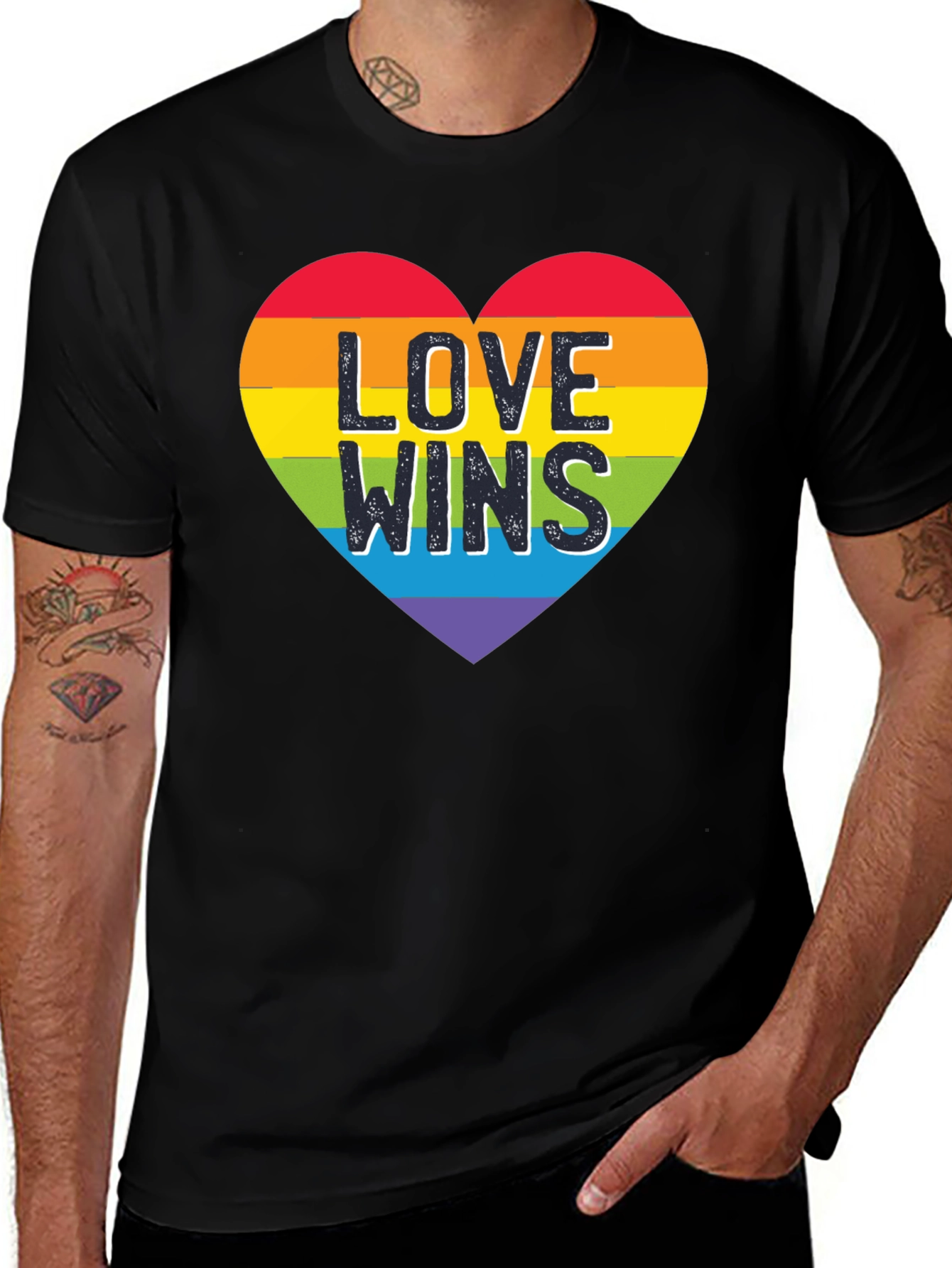 Love Wins Rainbow Heart Graphic Tee