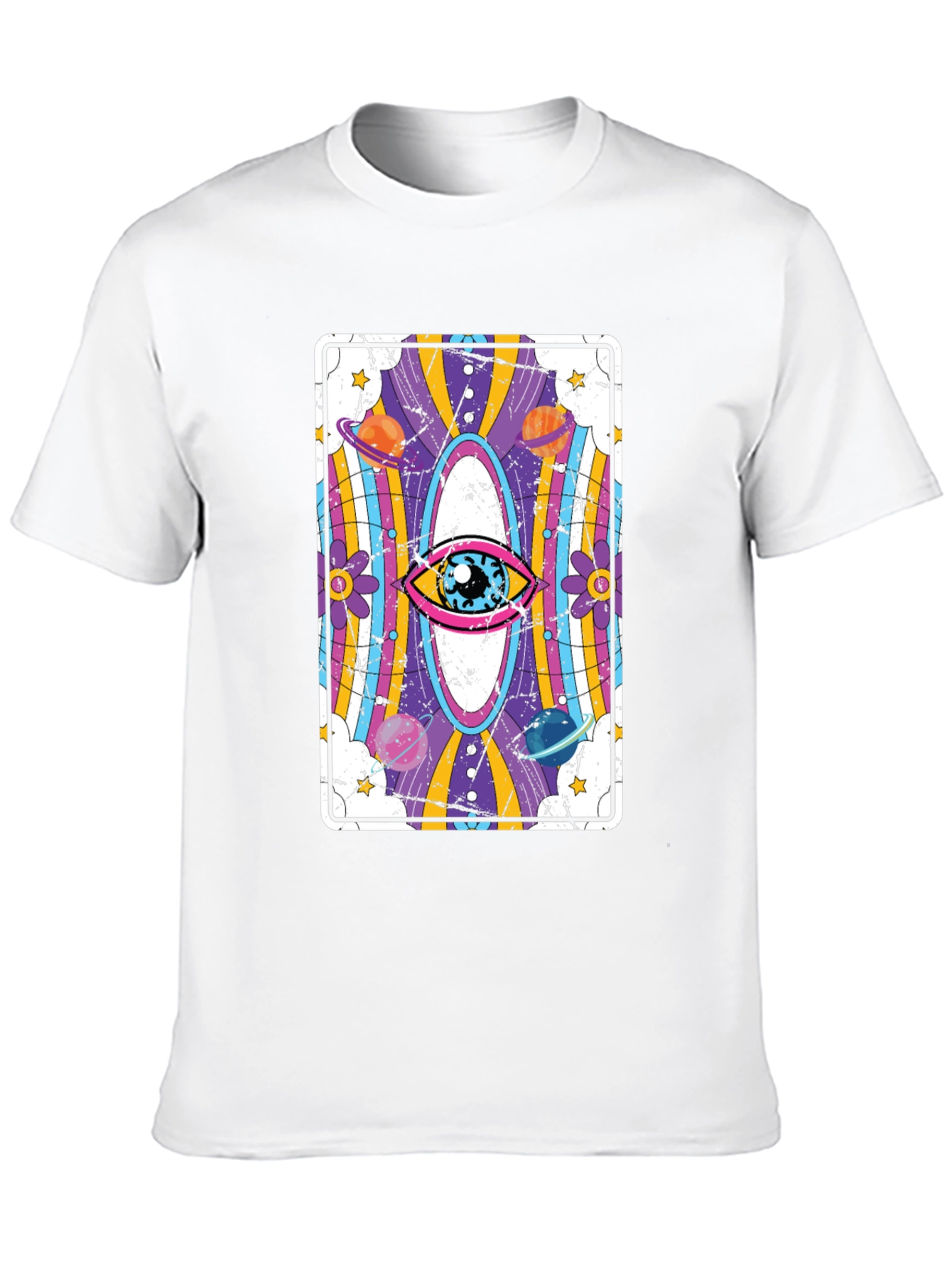 Psychedelic Eye Tarot Card Black Graphic Tee