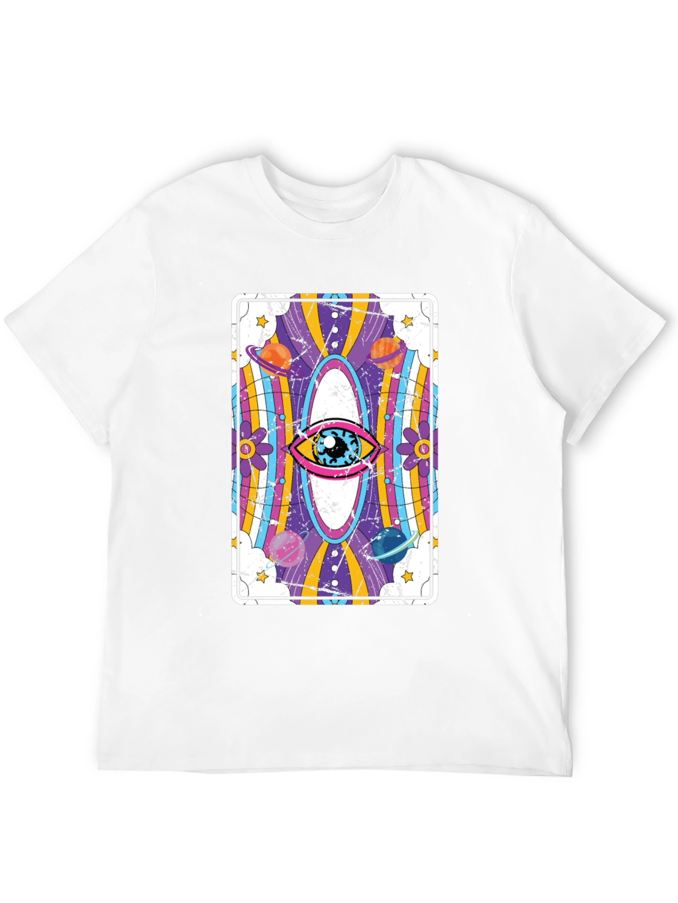 Psychedelic Eye Tarot Card Black Graphic Tee