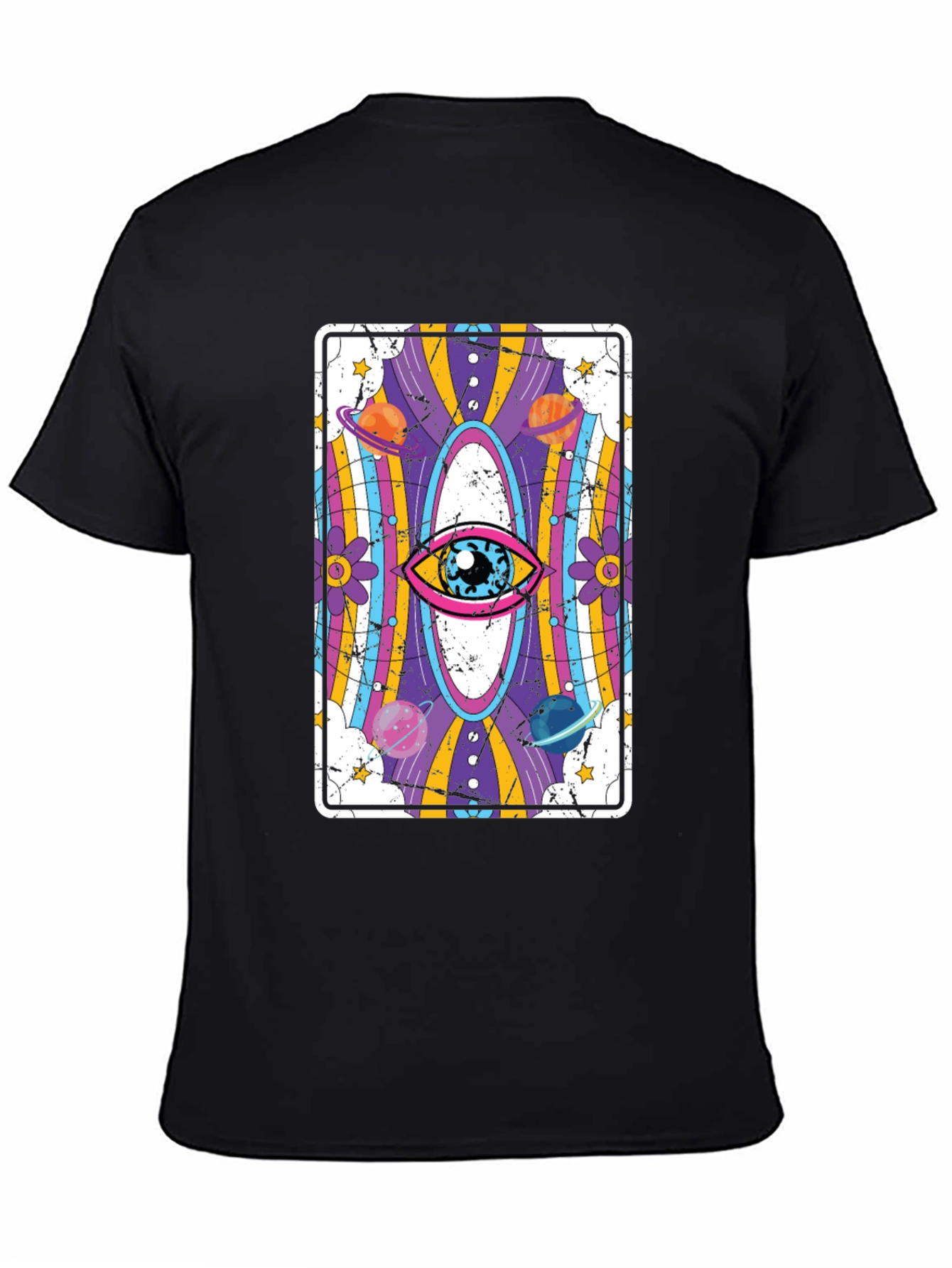 Psychedelic Eye Tarot Card Black Graphic Tee