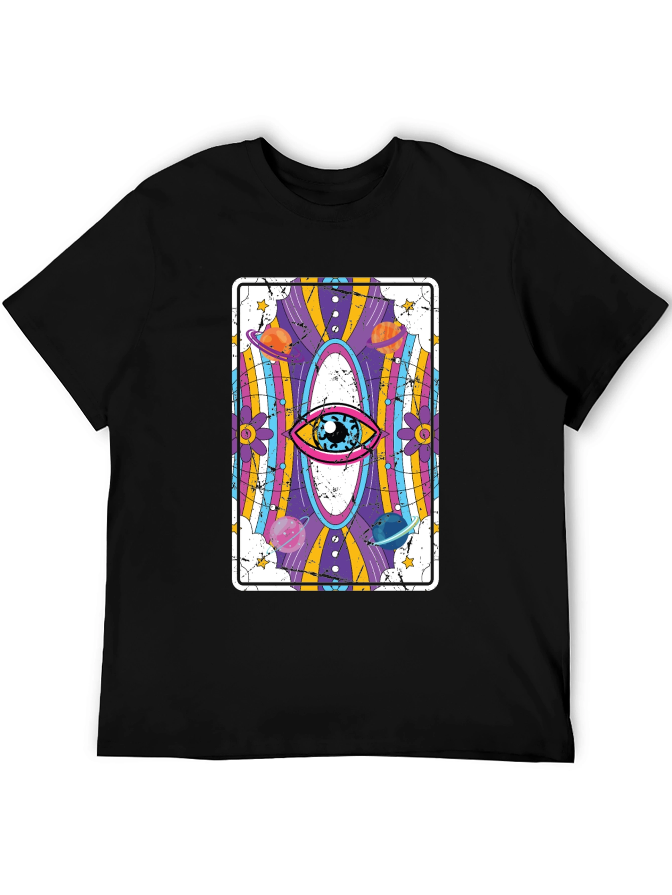 Psychedelic Eye Tarot Card Black Graphic Tee