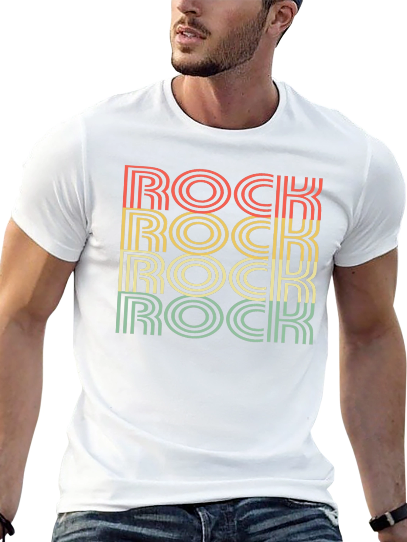 Retro ROCK Word Stack Graphic T-Shirt