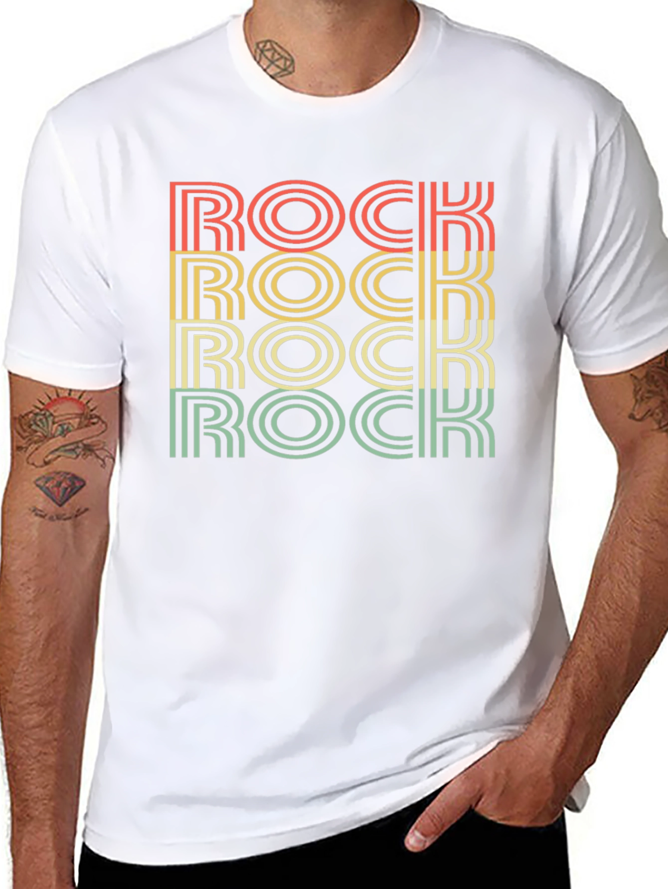 Retro ROCK Word Stack Graphic T-Shirt