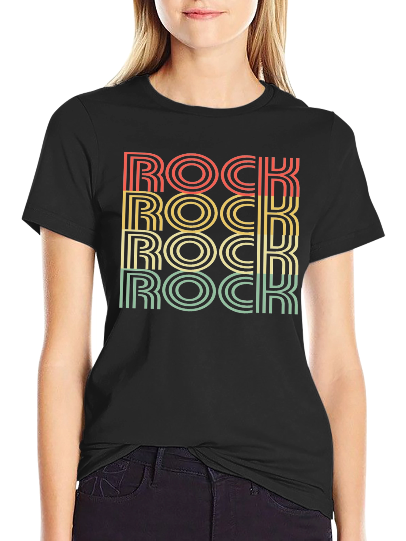 Retro ROCK Word Stack Graphic T-Shirt