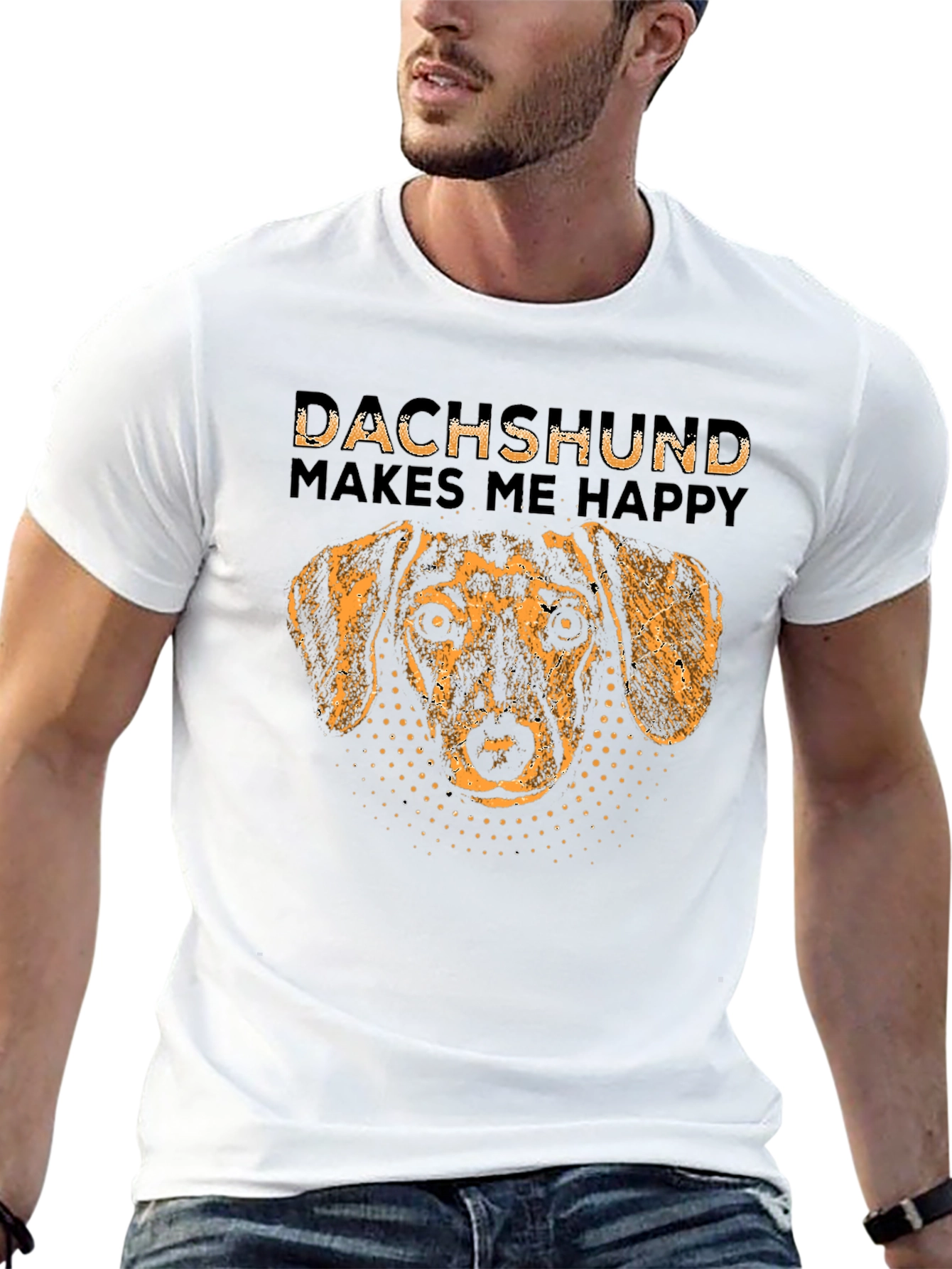 Dachshund Makes Me Happy T-Shirt Dog Lover Tee